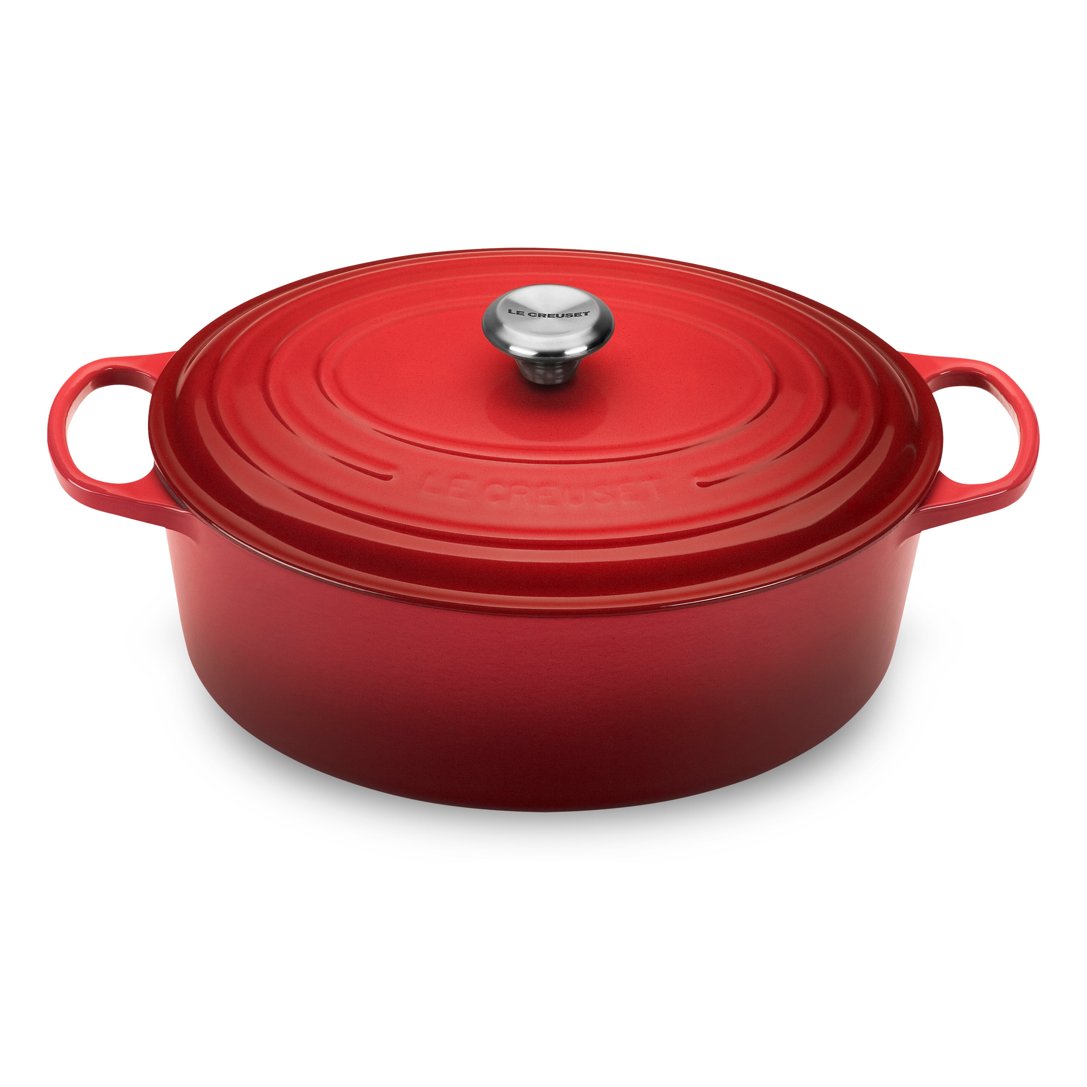 Le Creuset 2 3/4 qt Oval Cerise Red Enameled Cast Iron Signature French Oven  - 10 9/10L x 9W x 5 4/5H