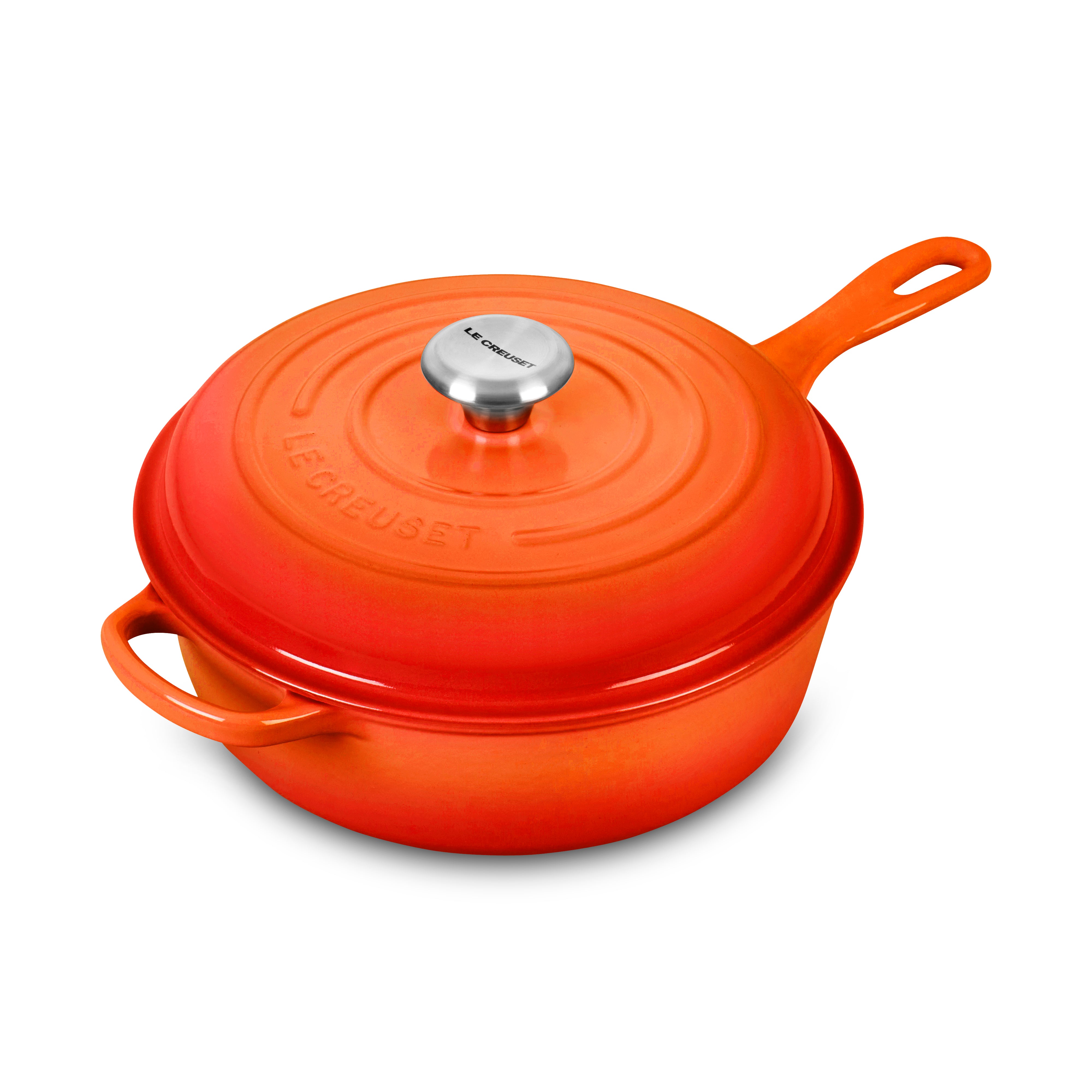 Le Creuset 24 Skillet, Red Enamel Cast Iron Frying Pan, Flame