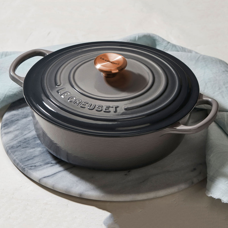 Le Creuset Signature Cast Iron 6.75-quart Oyster Round Wide Dutch Oven with Copper Knob