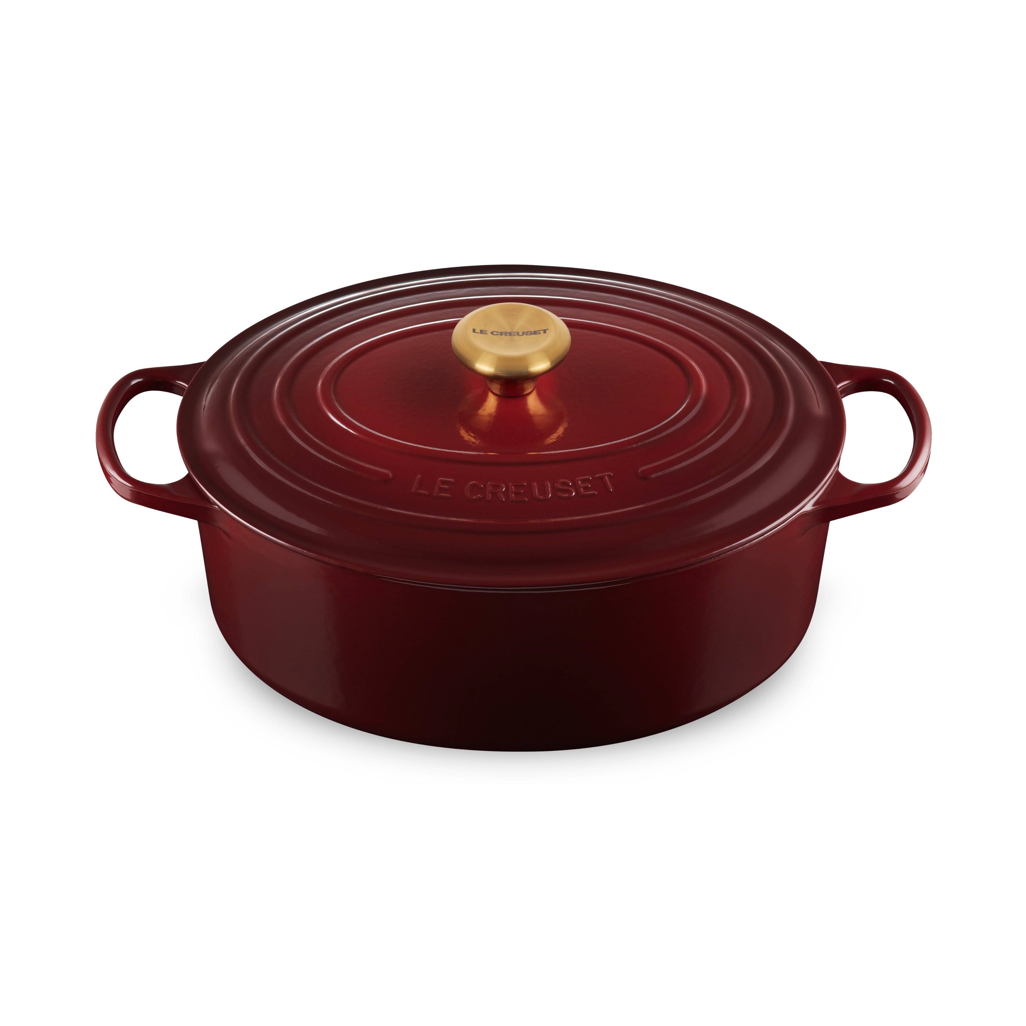 American Collection Stock Pot Enameled Cast Iron Oval Dutch Oven Deep Red  W/ Lid