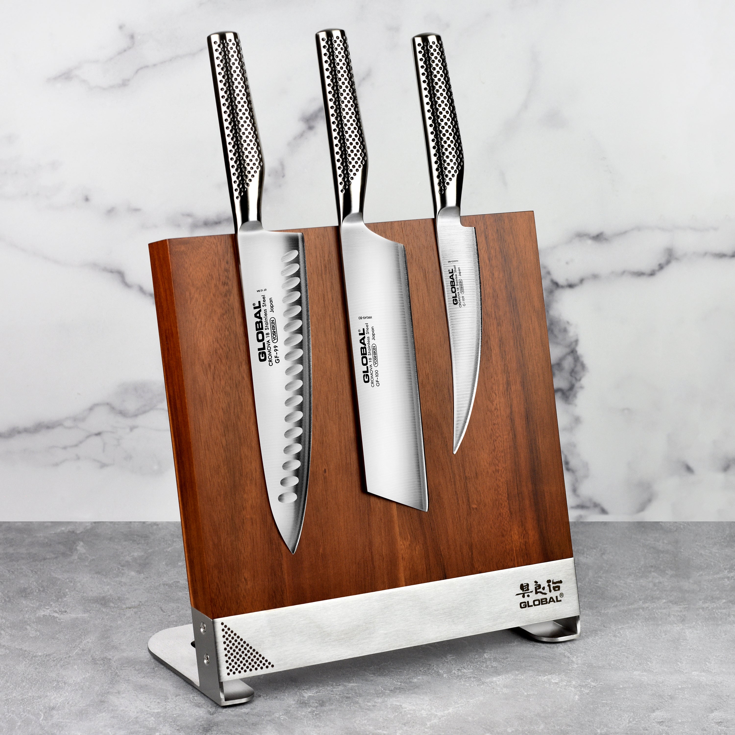 GLOBAL CROMOVA 18 Stainless Steel 5本セット他 Global Black Magnetic Easel Knife Set - 5 Piece – Cutlery and More