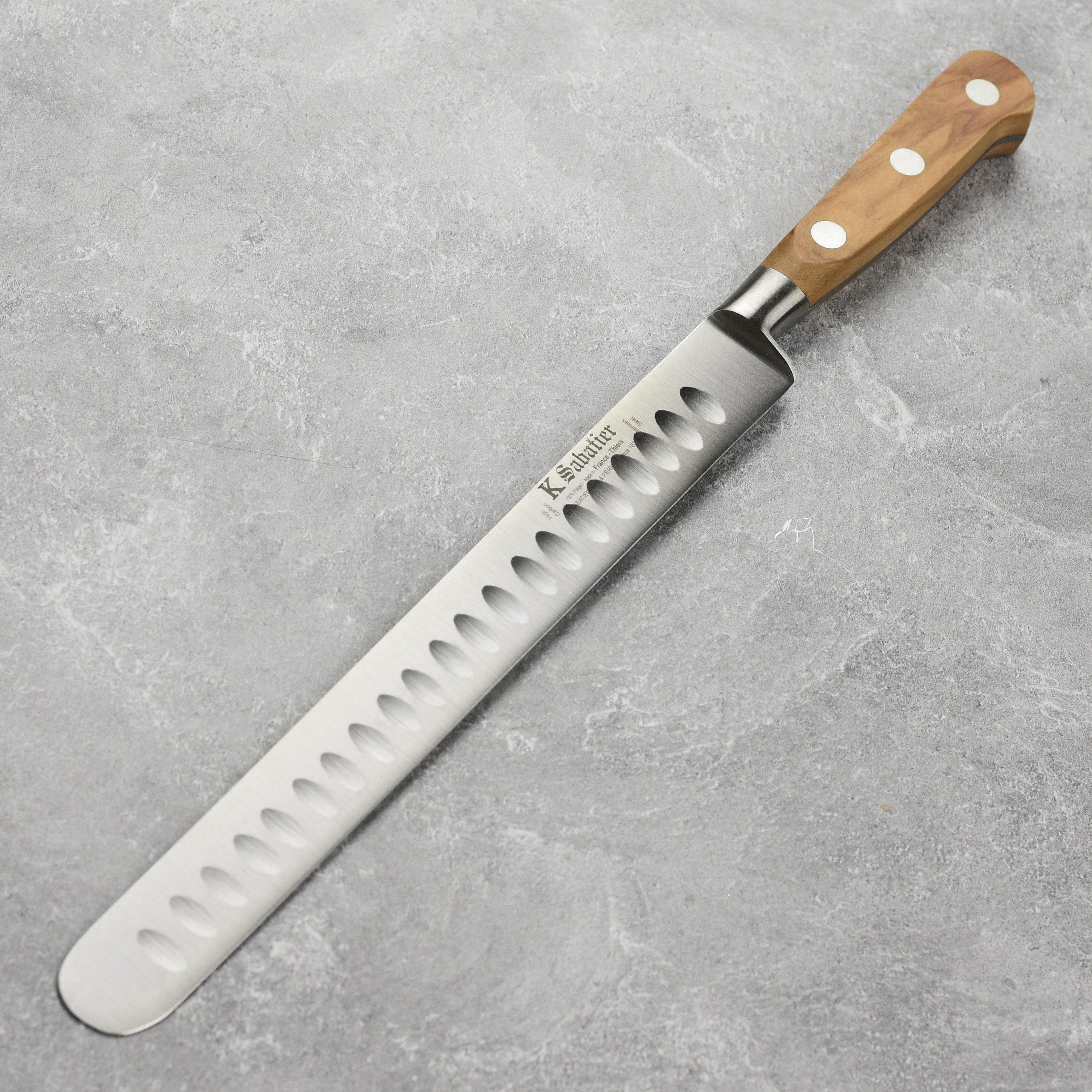 K Sabatier Olive Wood Hollow Edge Slicing Knife - 10