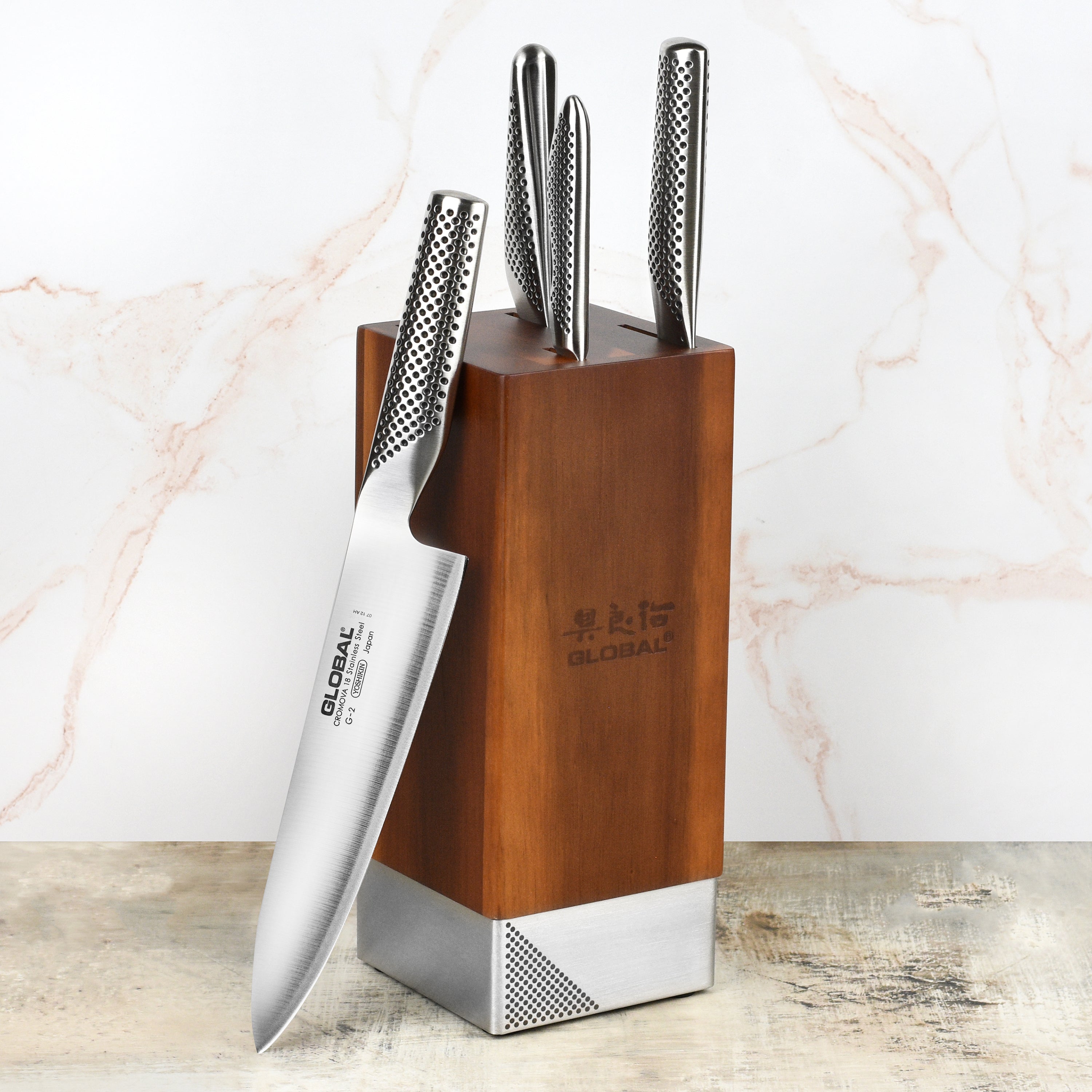 Global Toshi 5 Piece Knife Block Set - Acacia – Cutlery and More
