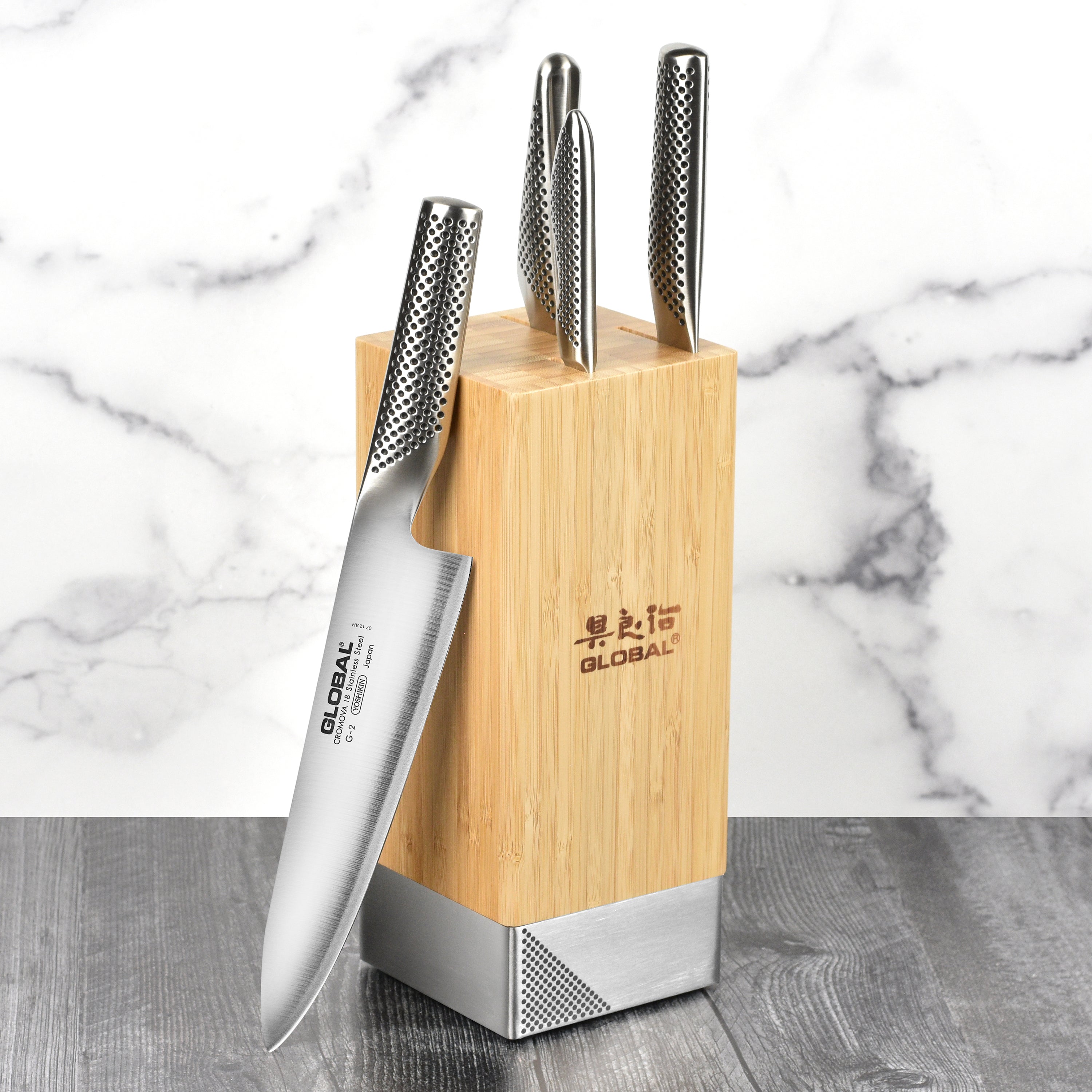 Global Toshi 5 Piece Knife Block Set - Bamboo – Cutlery and More