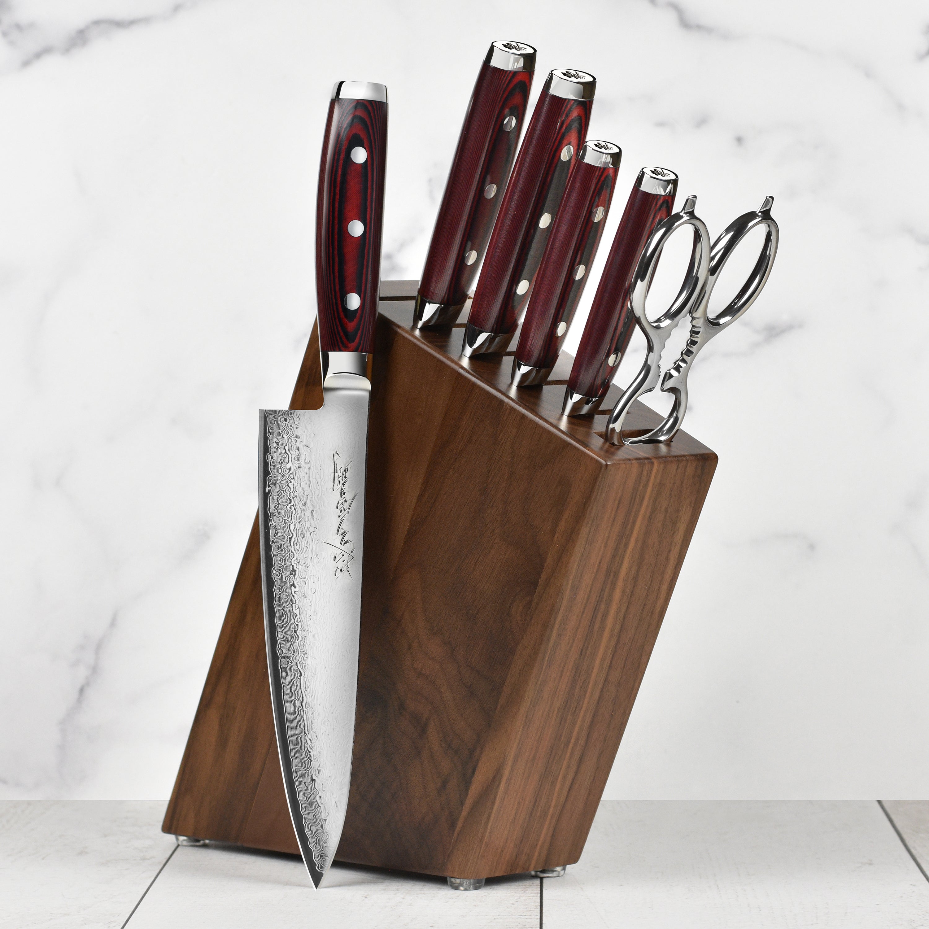 Yaxell Super Gou Knife Block Set - 7 Piece Walnut – Cutlery and More