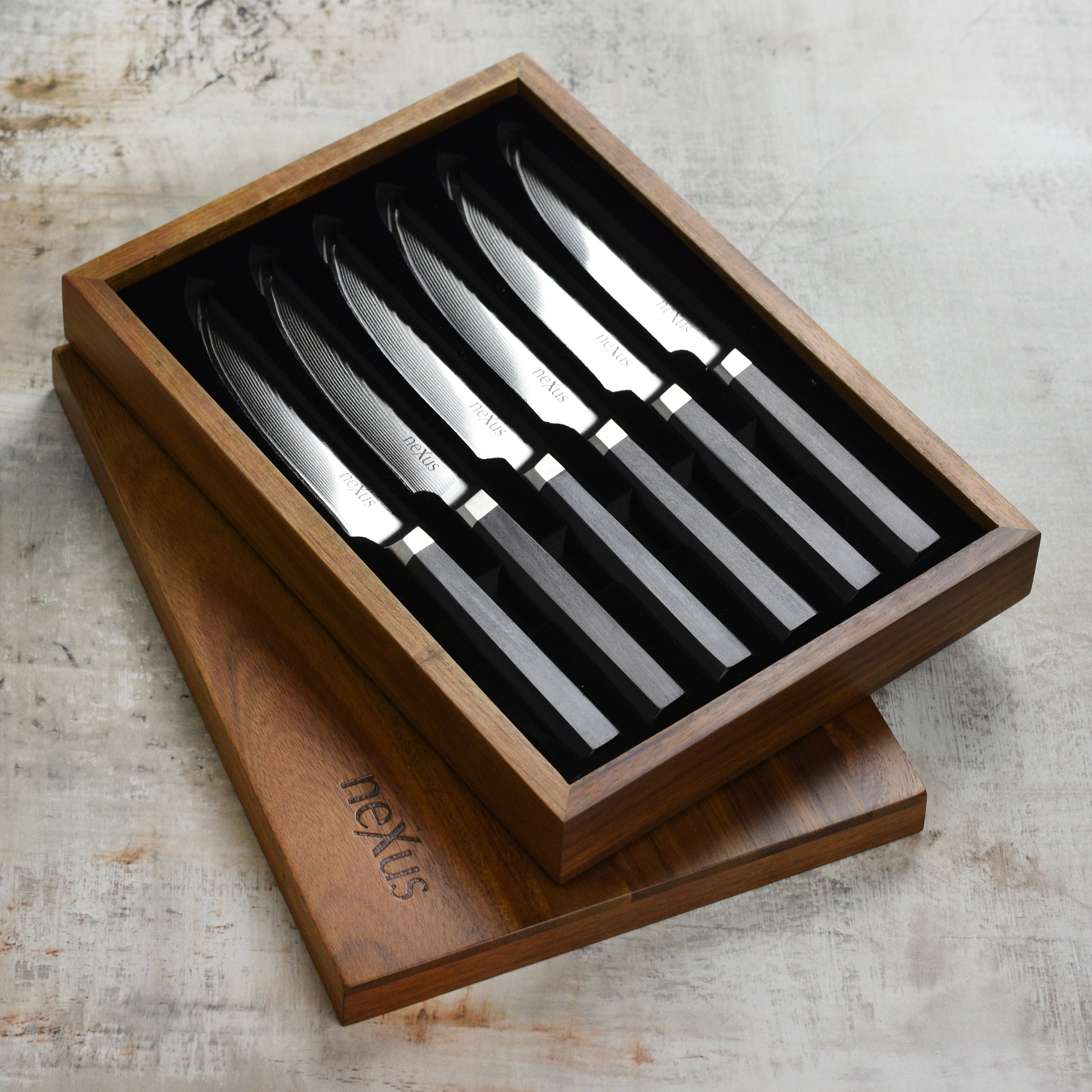 Nexus Damascus Steak Knives, Set of 6 with Case – Cutlery and More