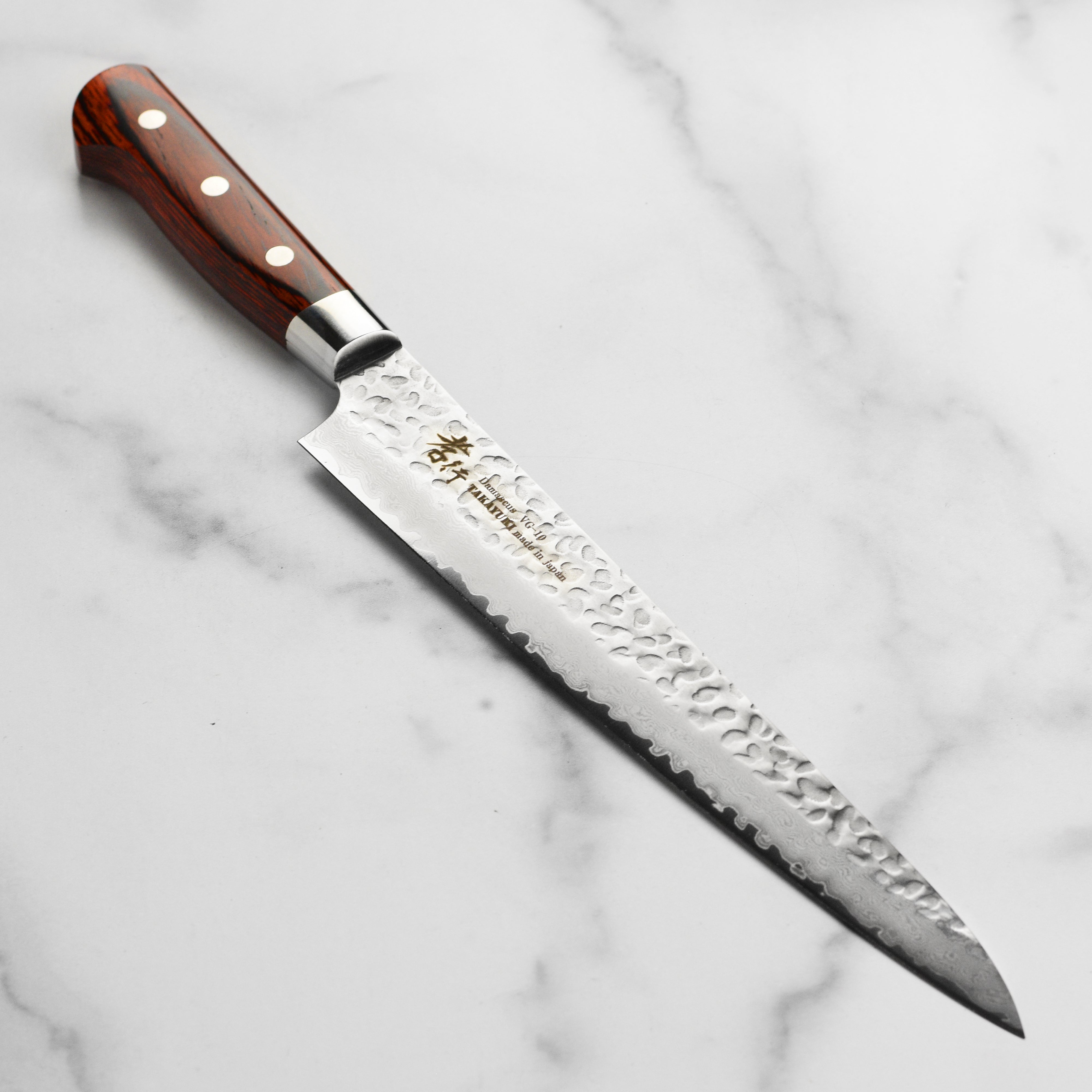 Takayuki Hammered Damascus Sujihiki - 9.4