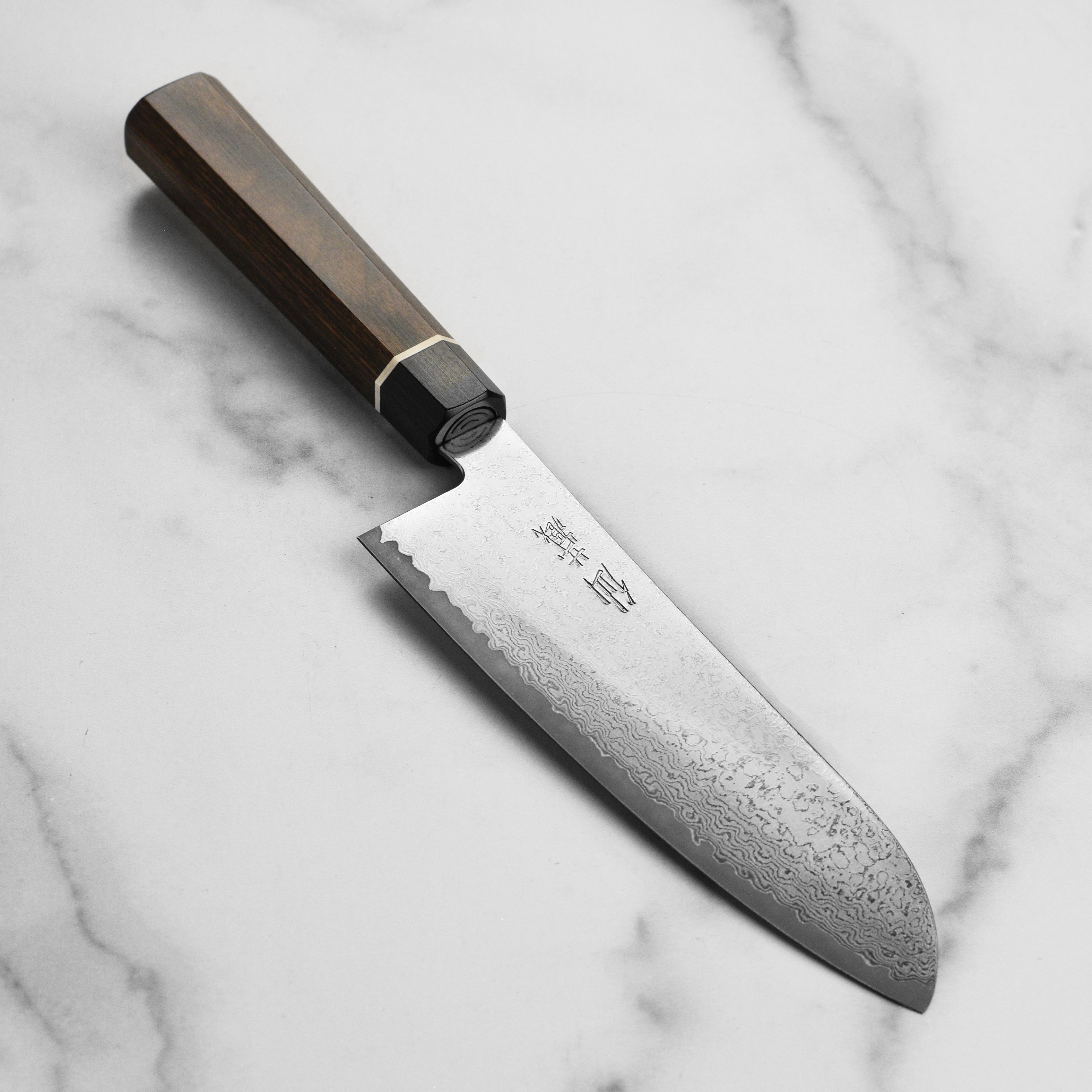 Senzo Black Damascus Santoku Knife - 6.5