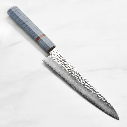 Takayuki Tsuchime Damascus 8.25" Gyuto, Blue Stabilized Handle