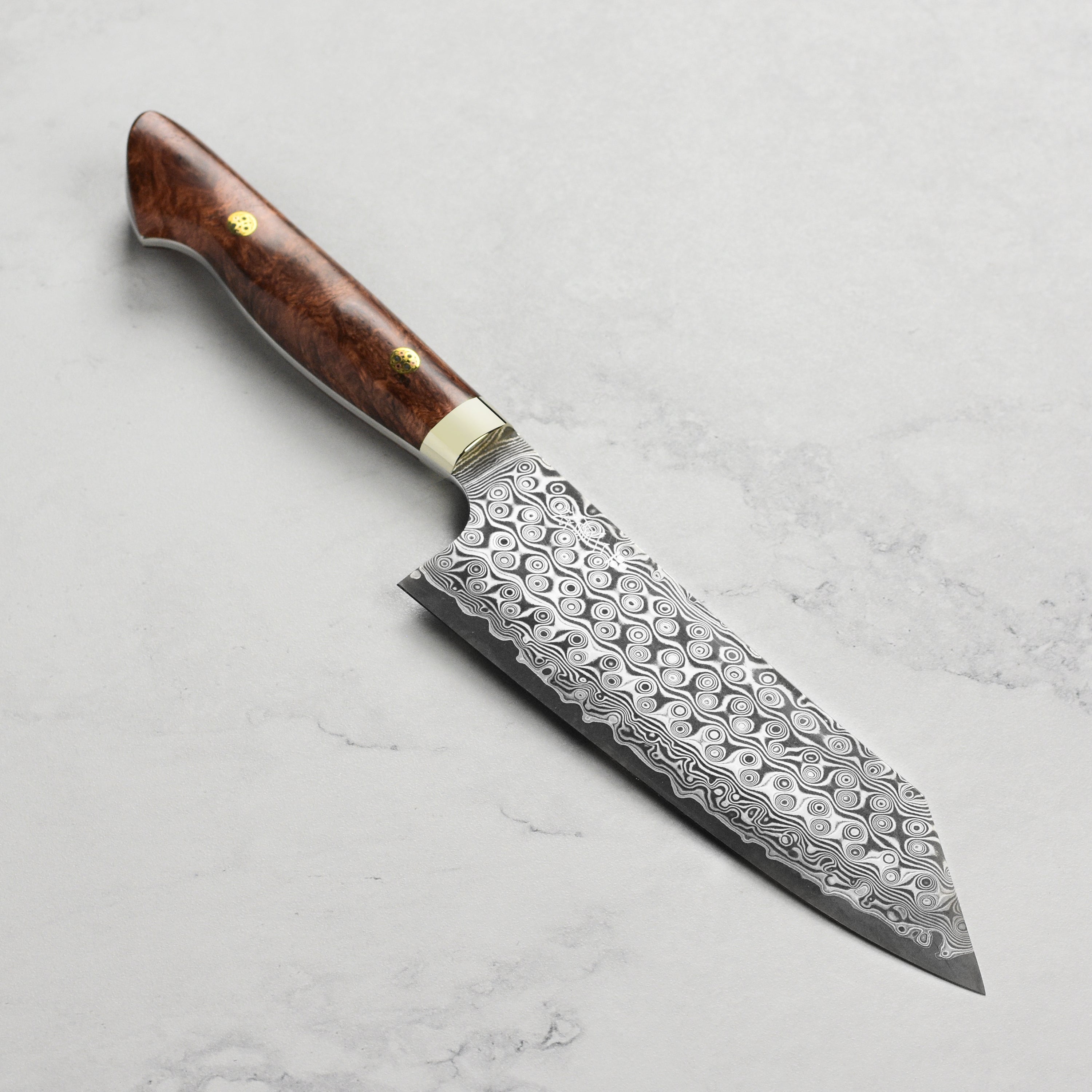 Nigara Anmon SG2 Damascus Bunka Nakiri - Quince Wood Handle