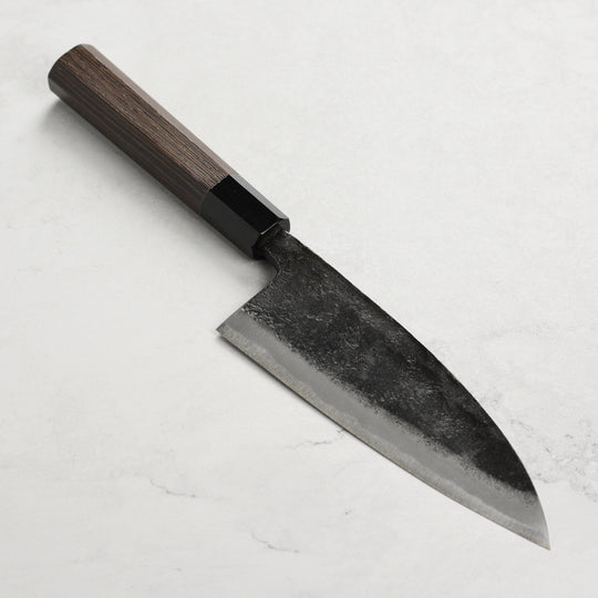 Hatsukokoro Kurokaze Aogami #2 Kurouchi 6.5" Double Bevel Deba, Wenge
