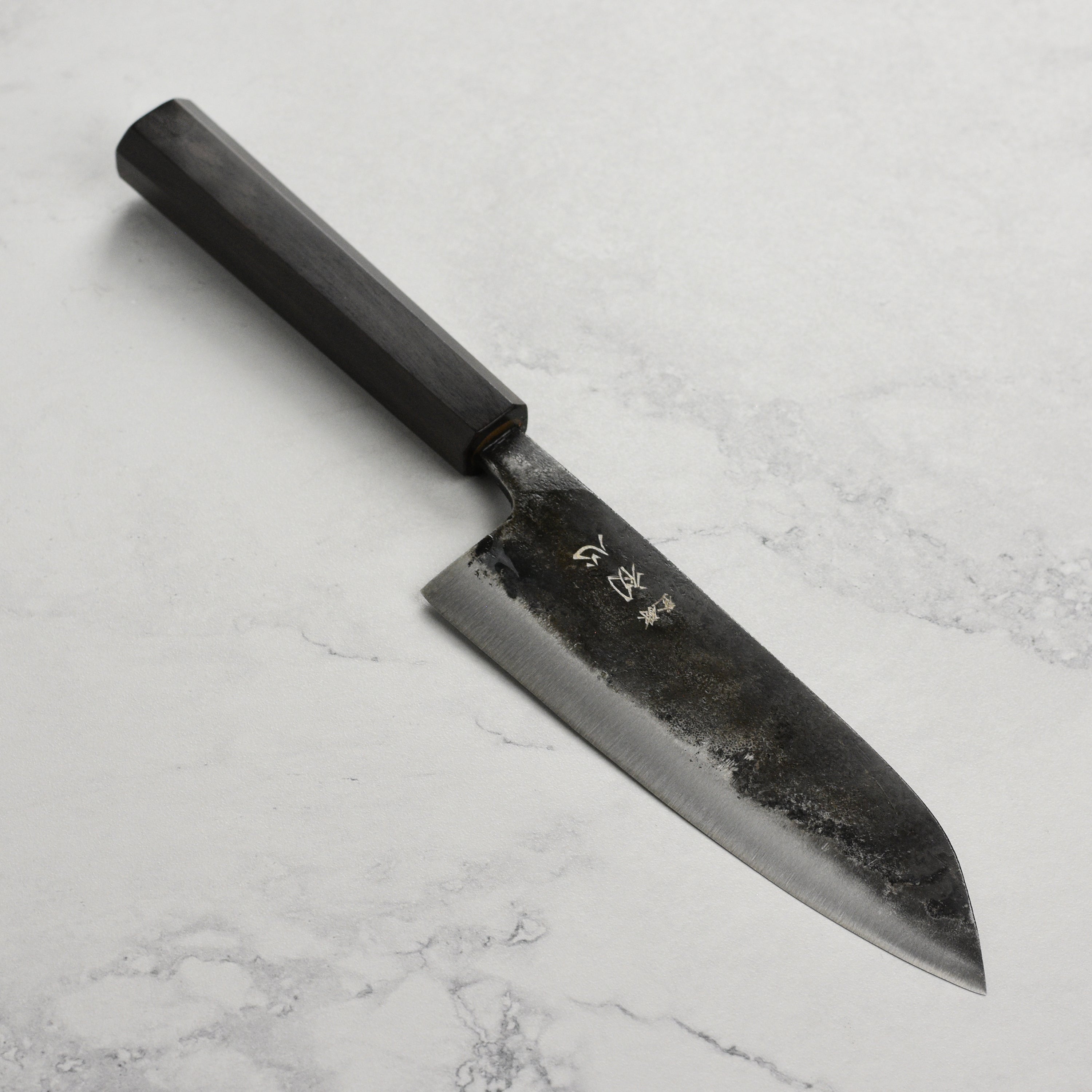 Hatsukokoro Kurogane Santoku knife Japanese Carbon Steel Blue #2