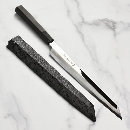 Takayuki x Itsuo Doi Hien Aogami #2 Single-Bevel 10.6" Kengata Yanagiba with Saya