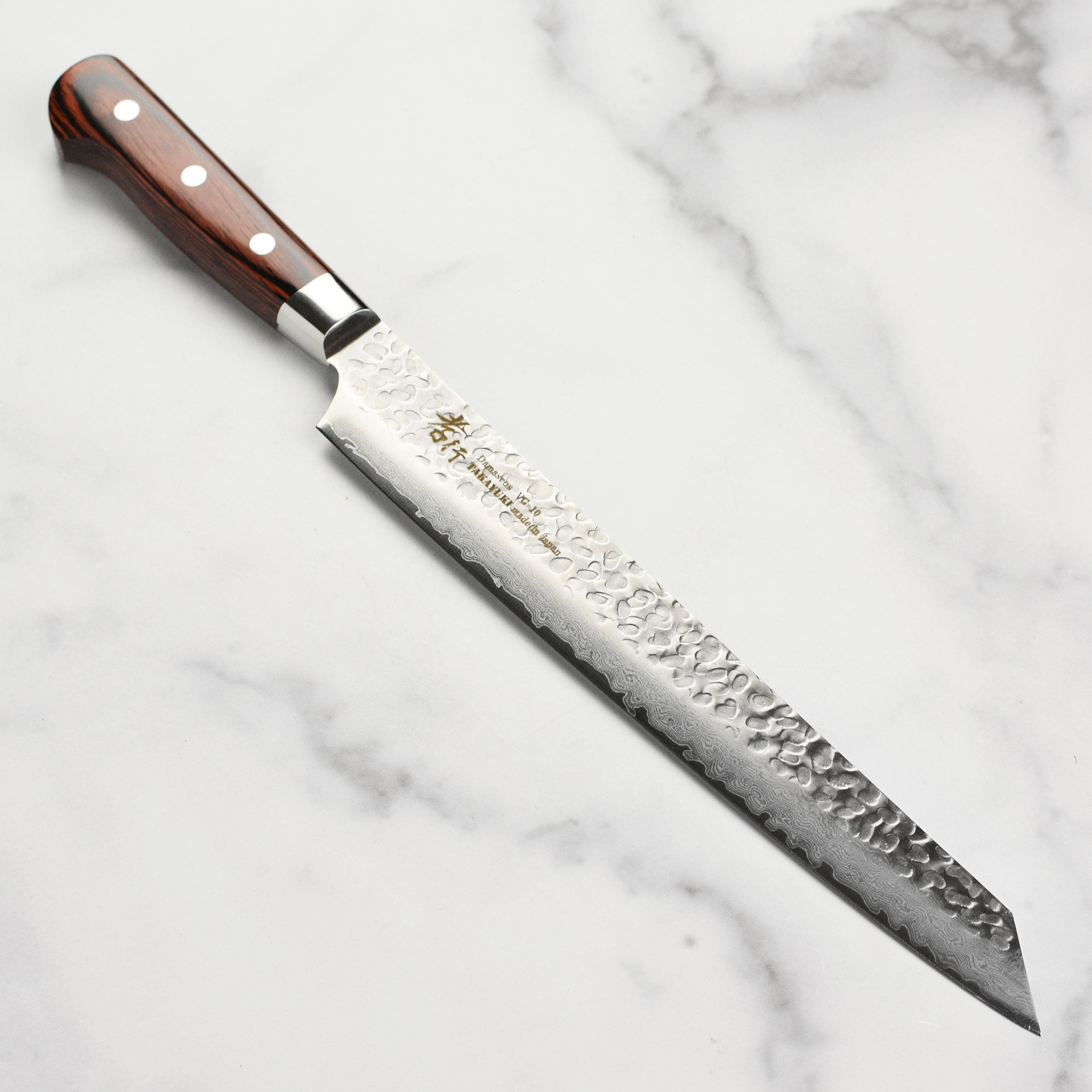 Takayuki Hammered Damascus Kengata Yanagiba - 10.6