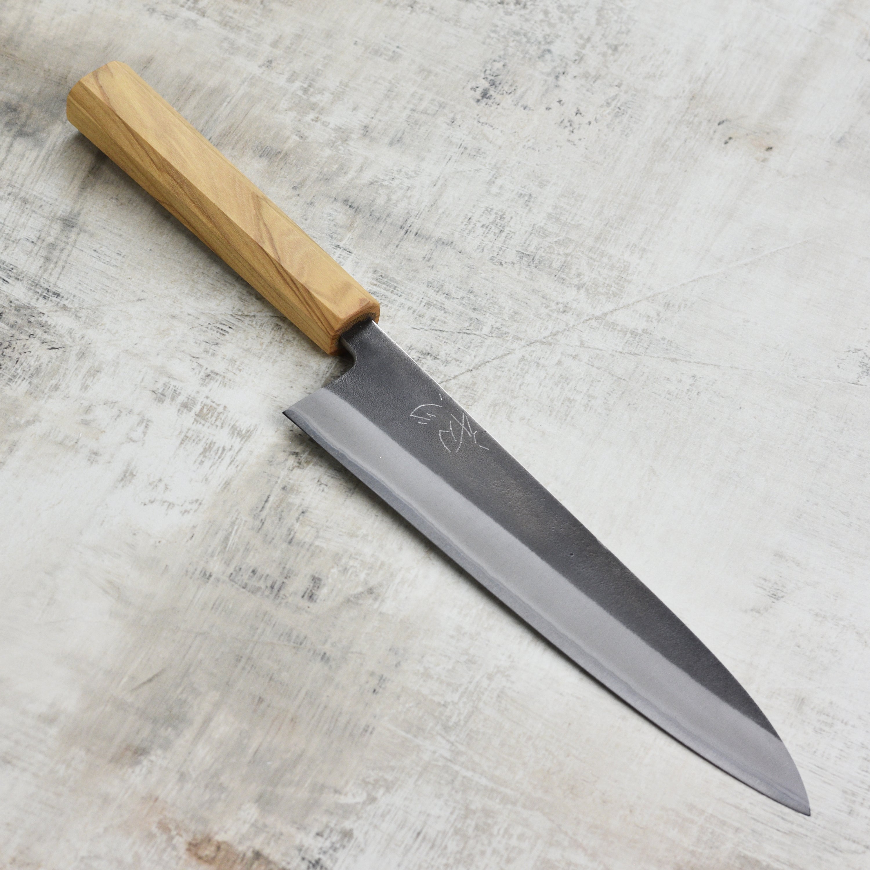 Yoshikane 210mm Gyuto Shirogami #2 Kurouchi Stainless Clad (8.25