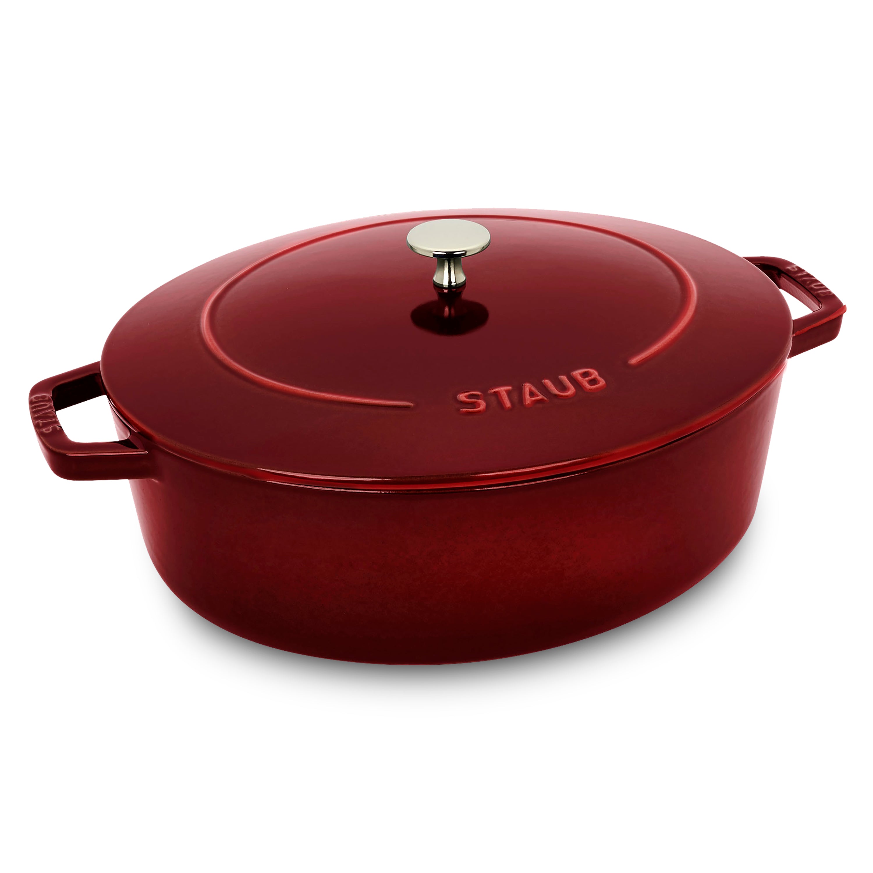 Staub Wide Oval Dutch Oven 6 25 Quart Grenadine Cutlery And More