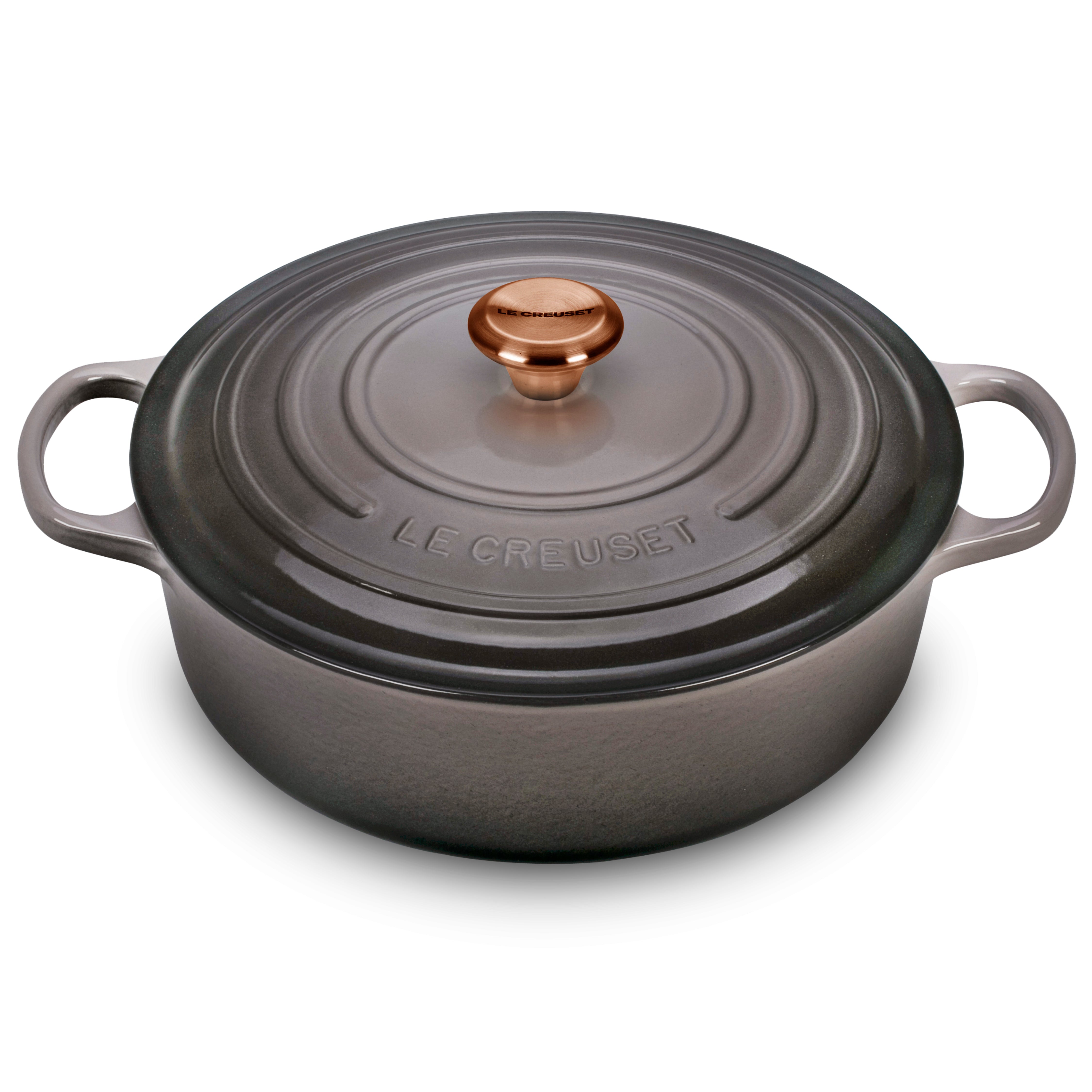 Le Creuset Signature Cast Iron 6.75-quart Oyster Round Wide Dutch Oven with  Copper Knob