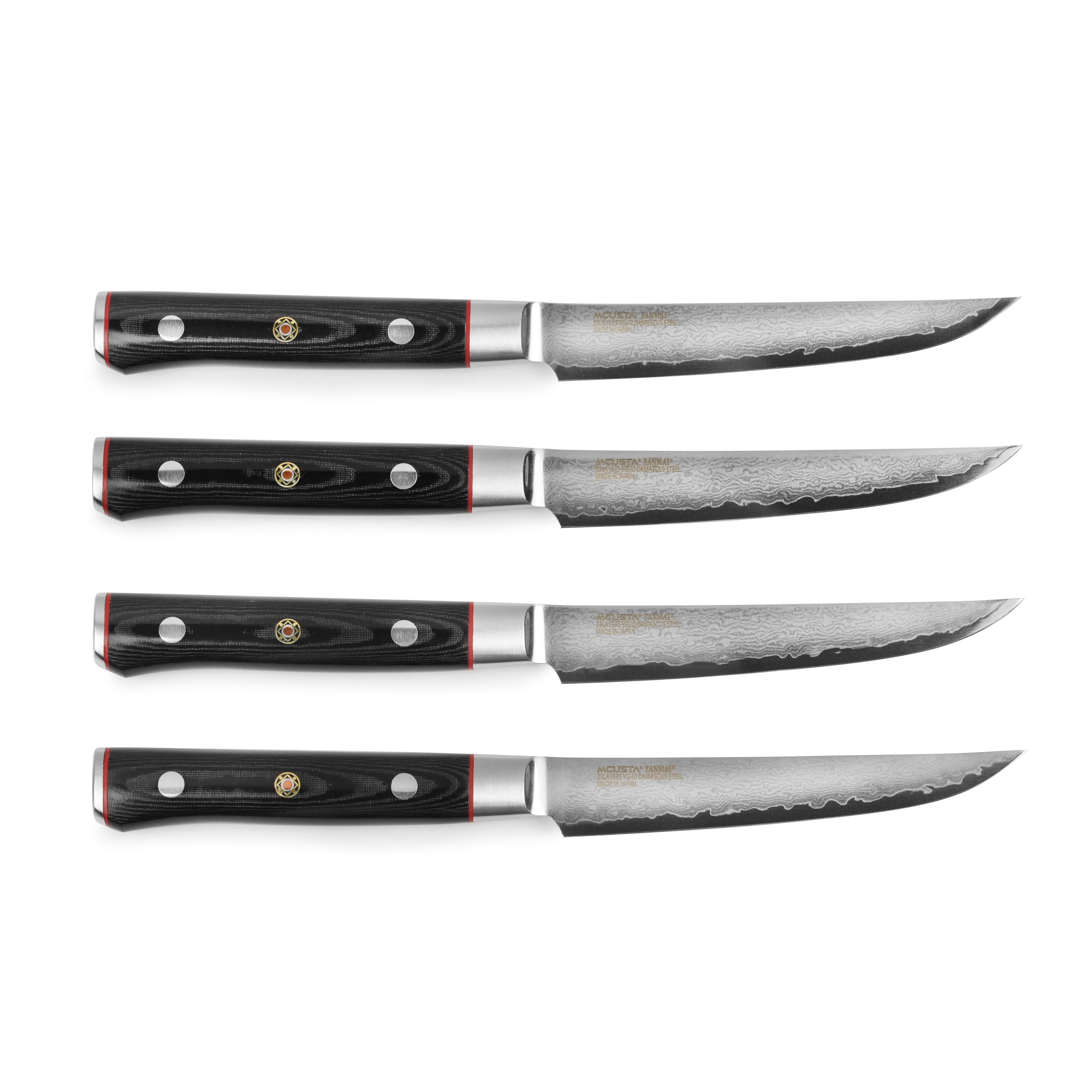 Zanmai Classic Pro Zebra Damascus 4 Piece Steak Knife Set – Cutlery and More