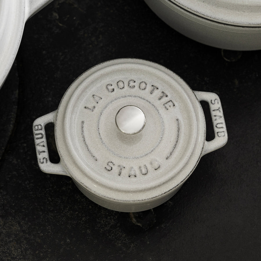 Staub 0.25-quart White Truffle Mini Round Dutch Oven