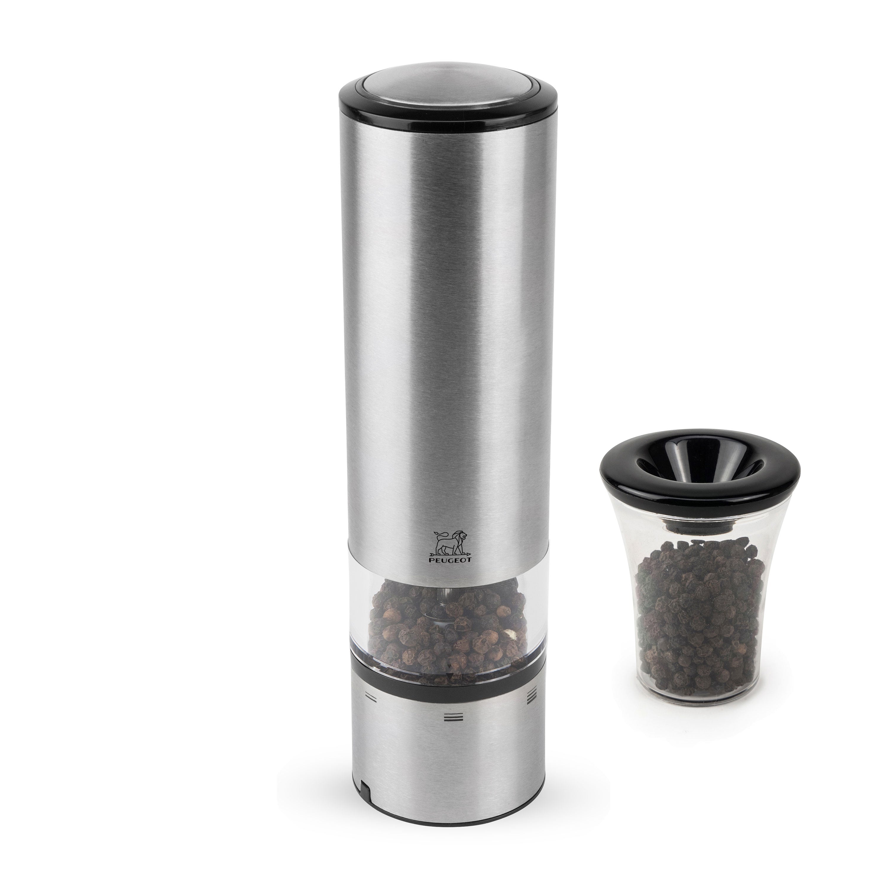 Stainless Steel One Hand Battery Operated Pepper Mill 6-Silver W/Pepper