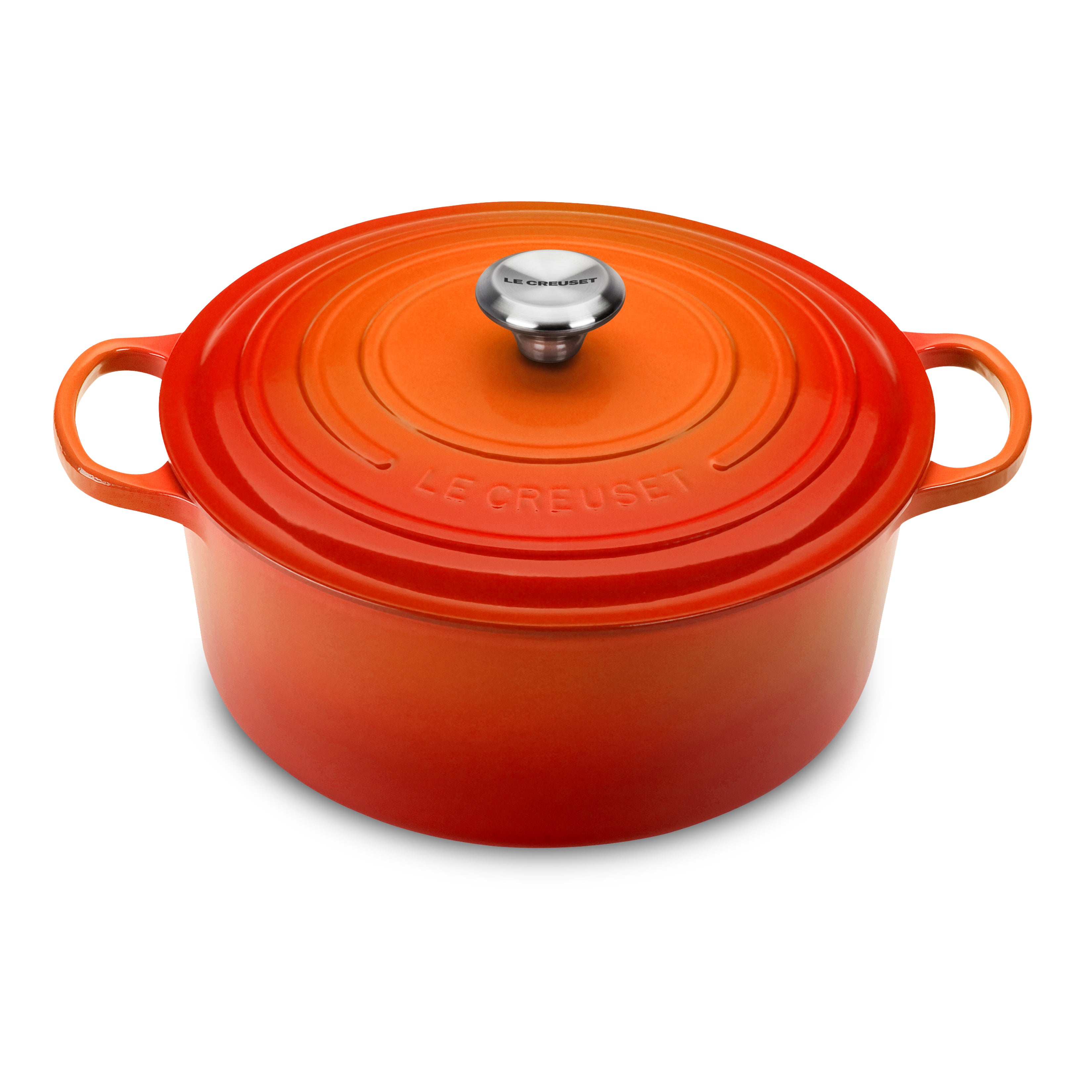 Vintage Le Creuset B Enameled Cast Iron Flame Orange Dutch Oven Pot with  Lid