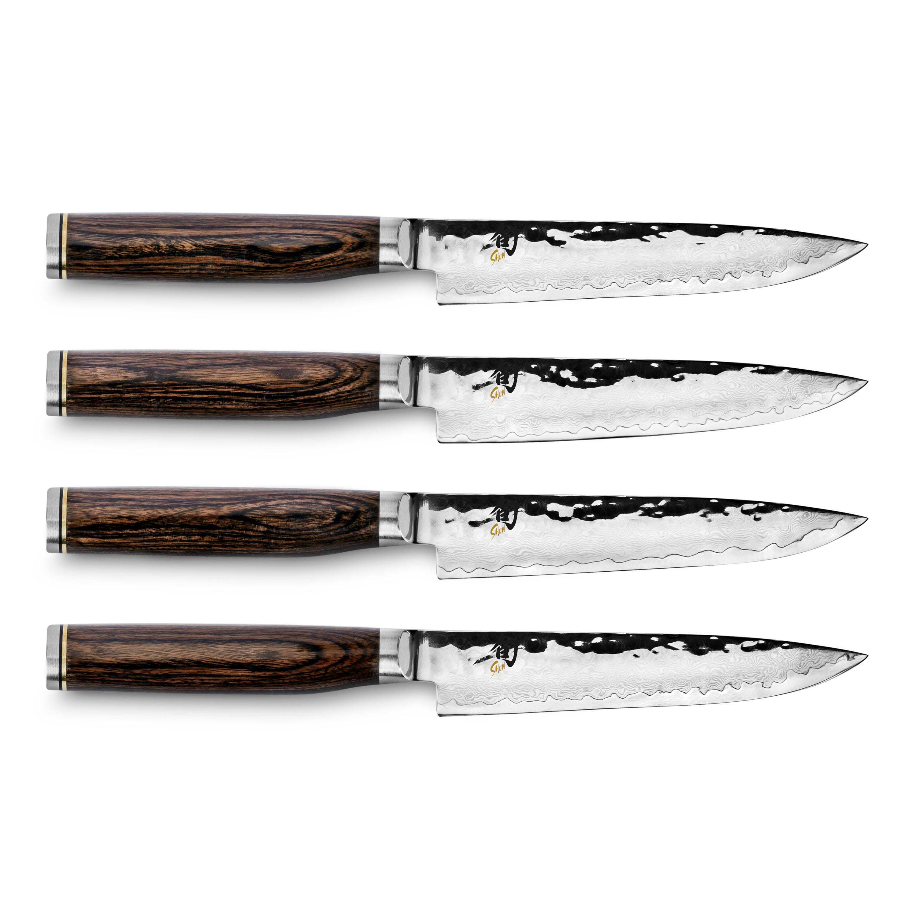Shun AB5075 4 Piece Steak Knife Set w/ Black Polypropylene Handles, Carbon  Steel