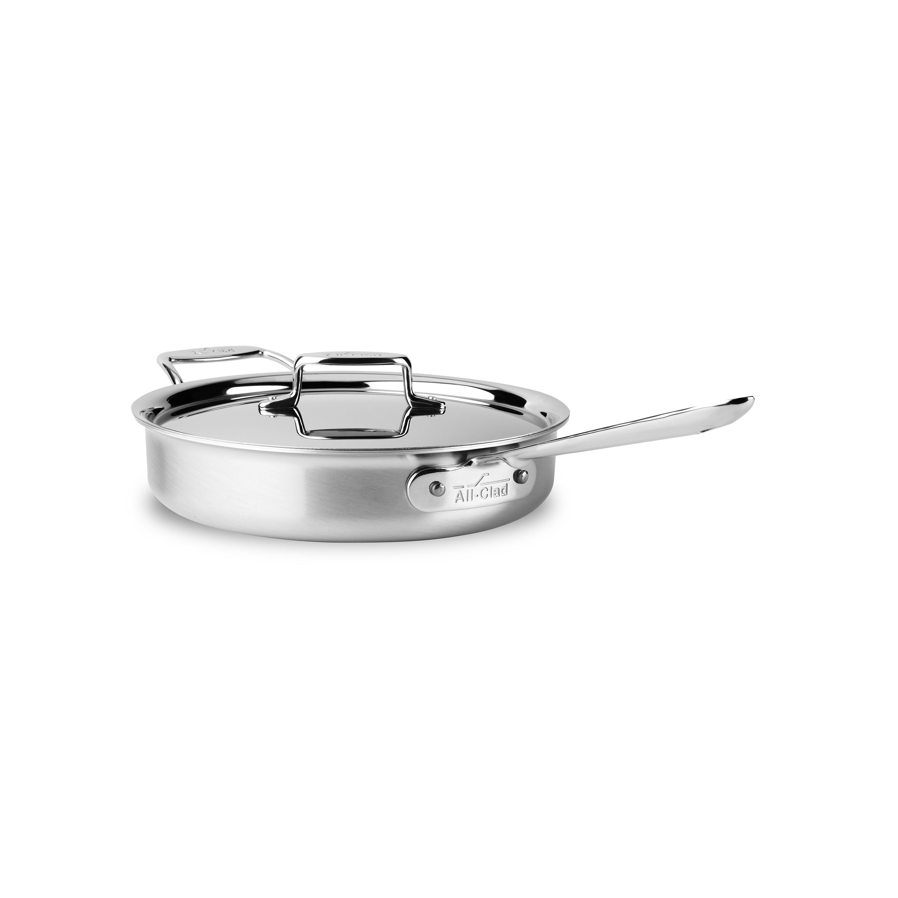 All Clad 3 qt 11 Stainless Steel Saute Pan with Lid - 21 L x 11 1/8 W x  5 H 