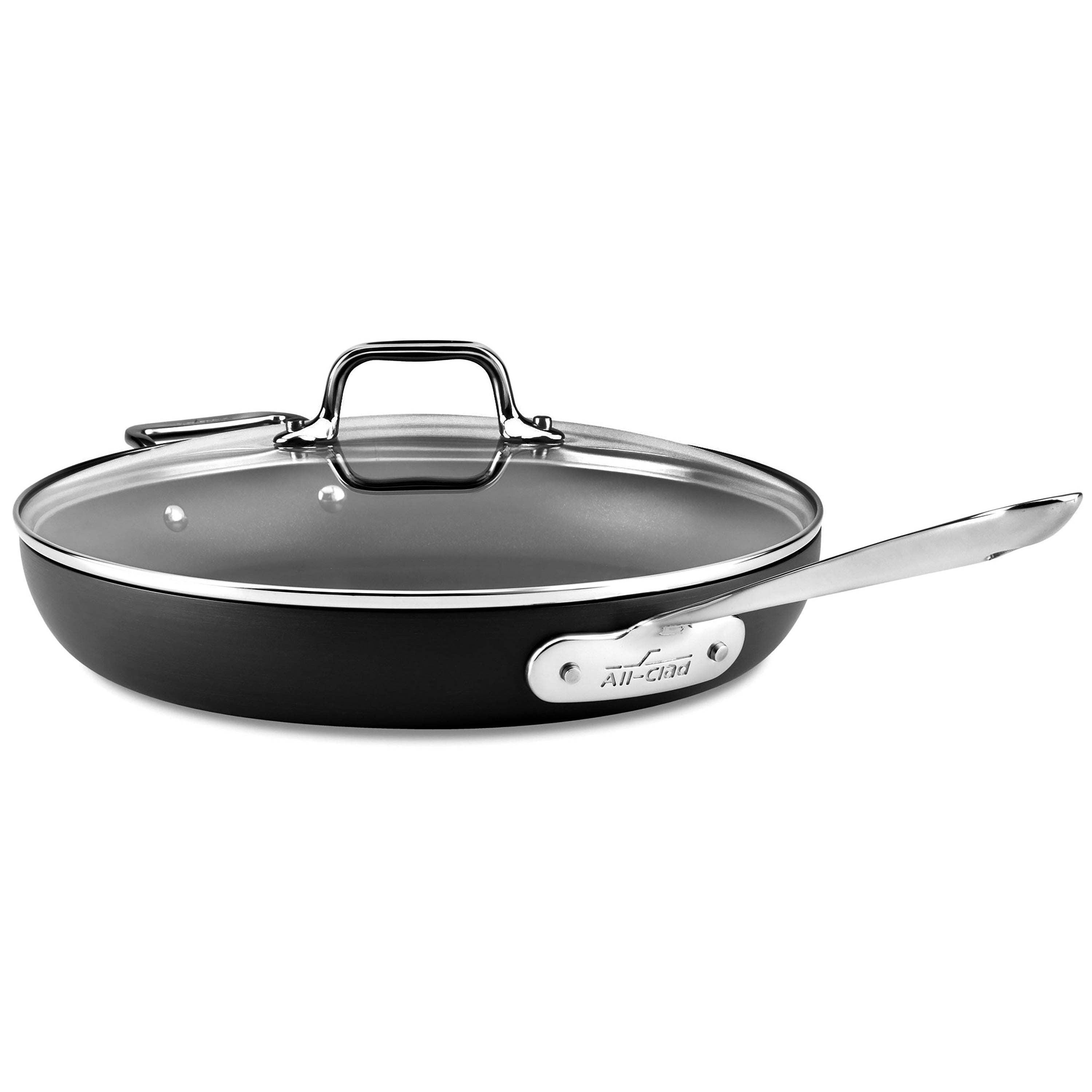 HA1 Hard Anodized Nonstick Cookware, Fry Pan Set, 8 inch, 10 inch with Lid, 12  inch with Lid