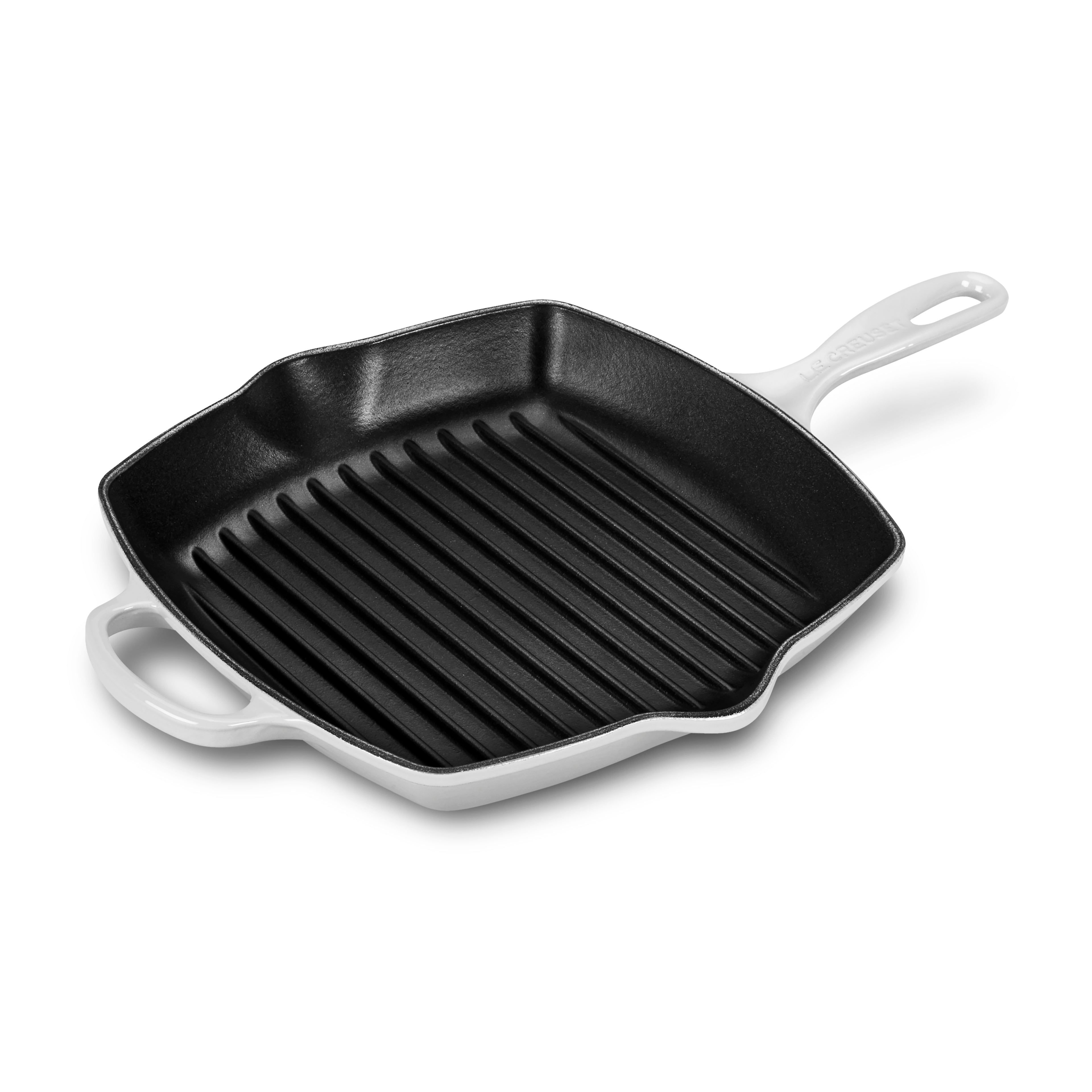 Le Creuset Signature Square 10.25 White Enameled Cast Iron Grill Pan  Skillet Grill + Reviews