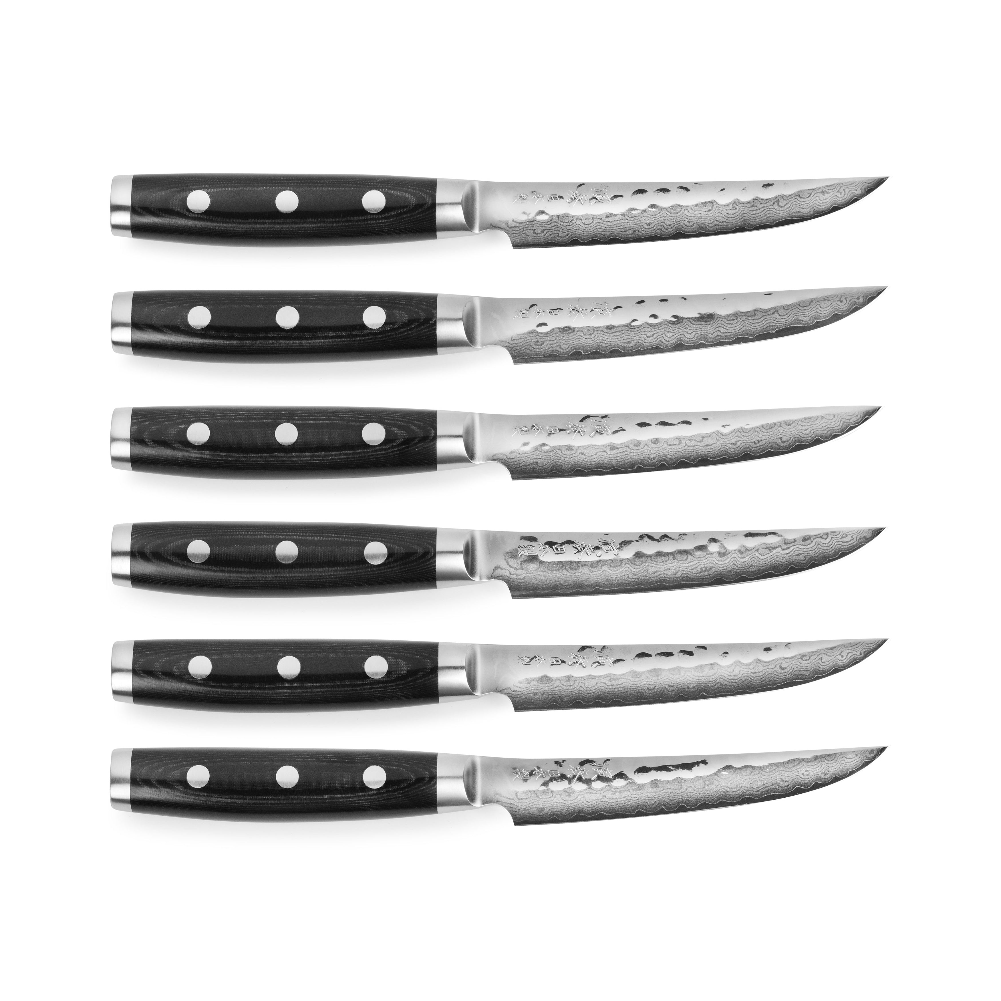5-Inch Serrated One Piece Construction Steak Knives with Hammered