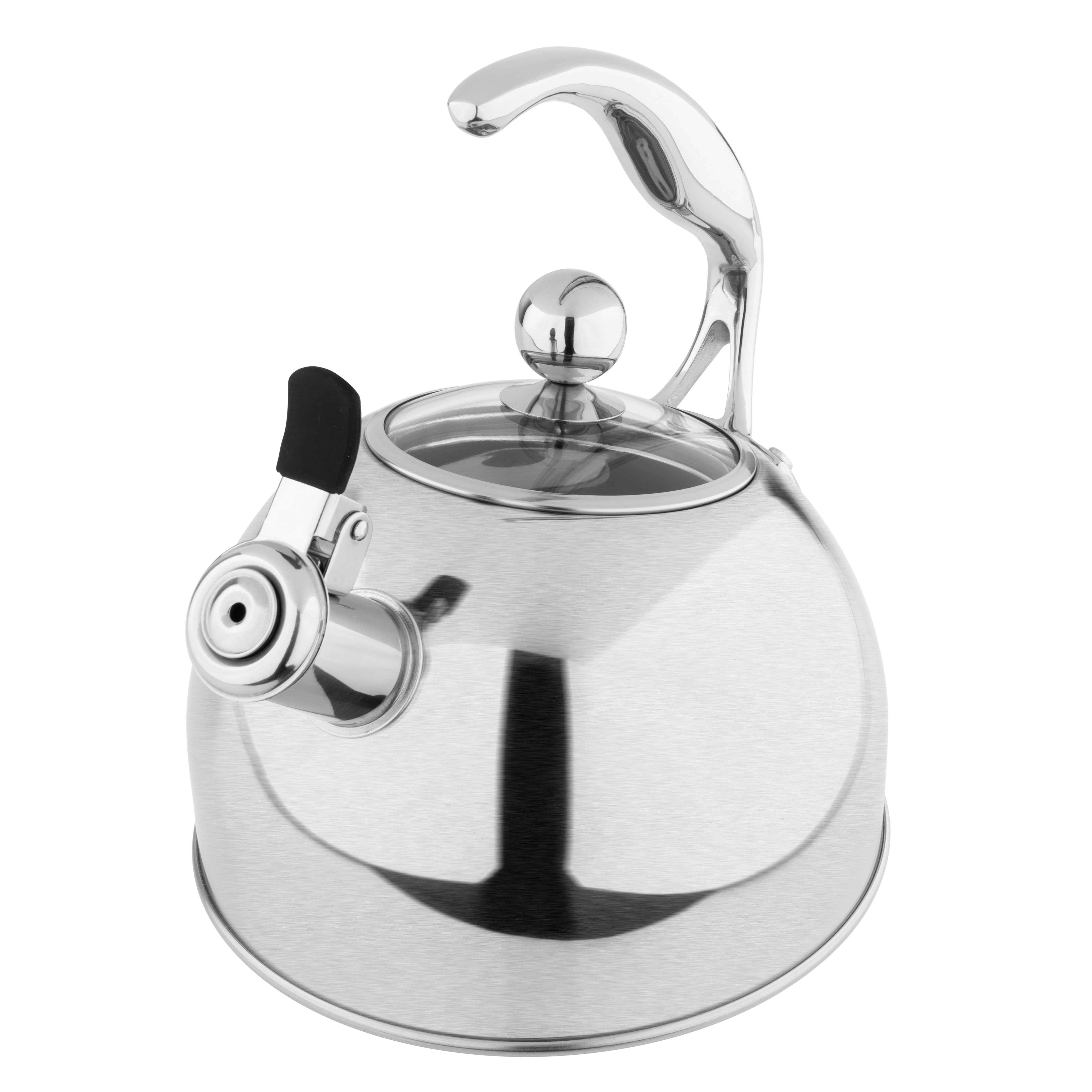 2.5L Enameled Teakettle with Handle, Steel Teapot Colorful Tea Kettle for  Stovetop, Hot Water, No Whistling White