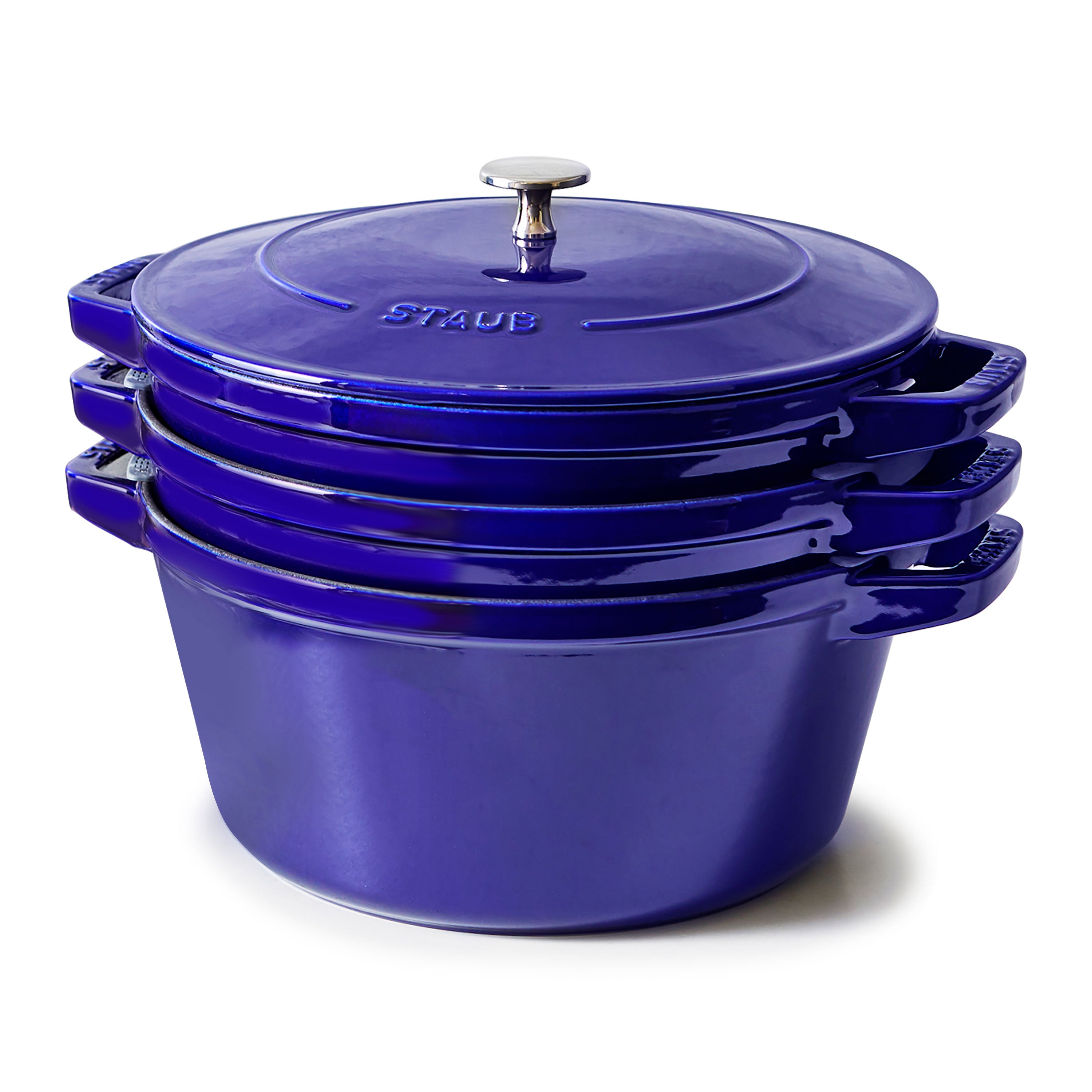 Staub Dark Blue 4-Piece Stackable Cookware Set + Reviews