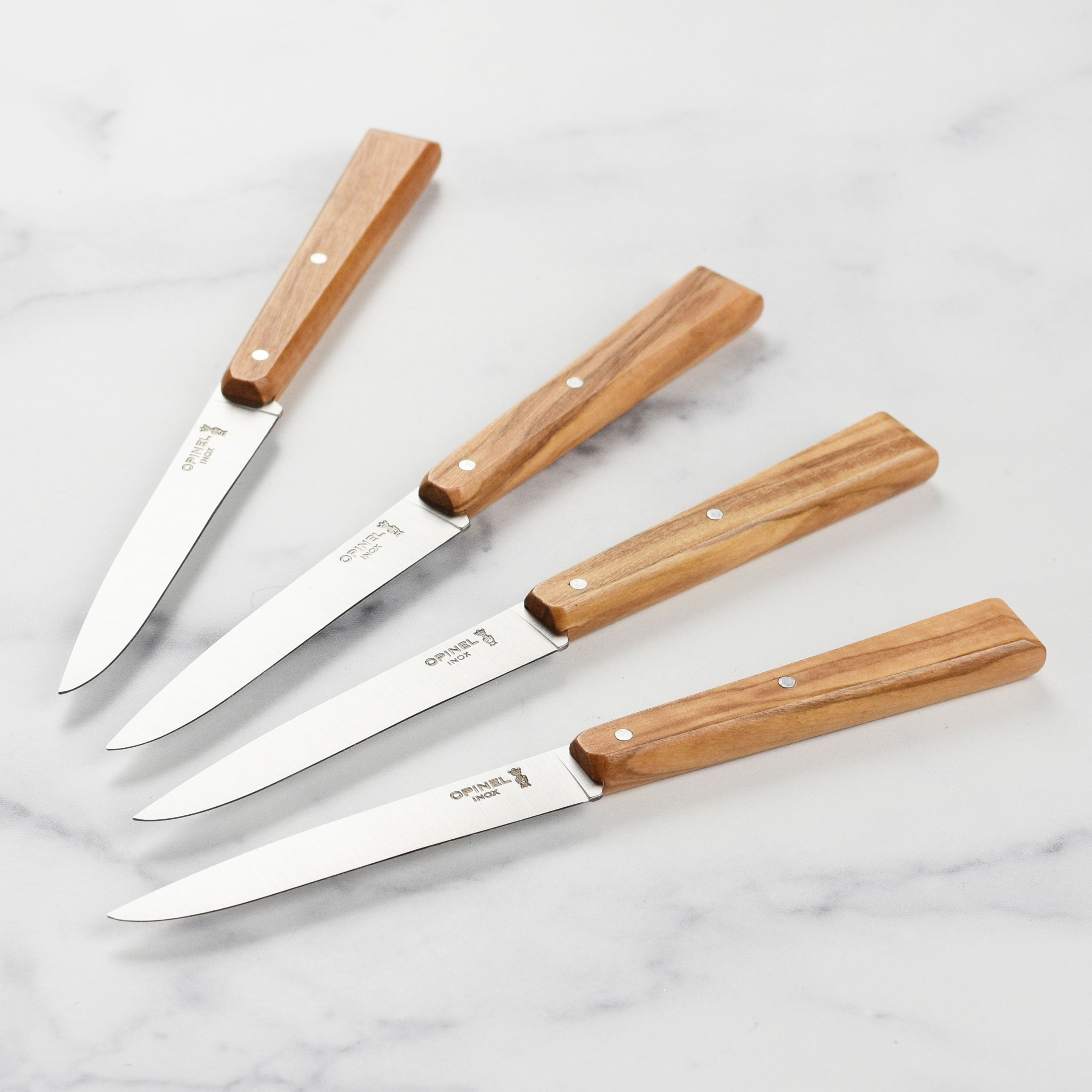 Opinel Olive Wood Handle Steak Knife Set - 4 Piece – Cutlery and More