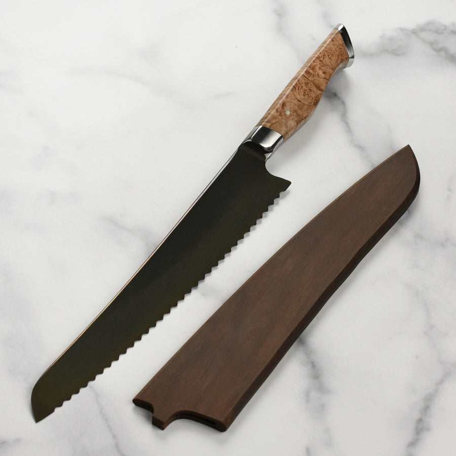 Steelport Carbon Steel 10" Bread Knife with Oregon Maple Magnetic Sheath