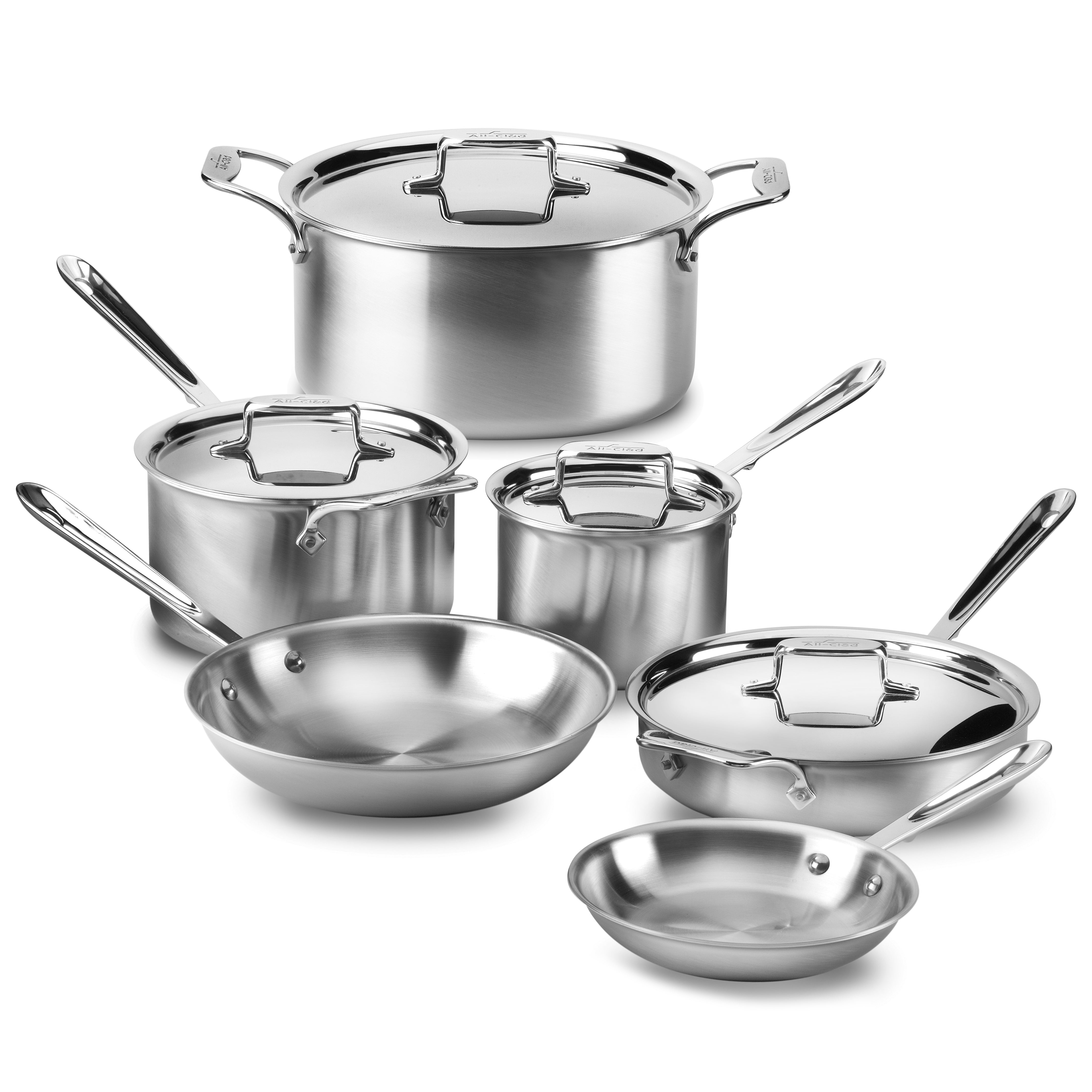 All-Clad d5 Cookware Set - 10 Piece Brushed Stainless Steel