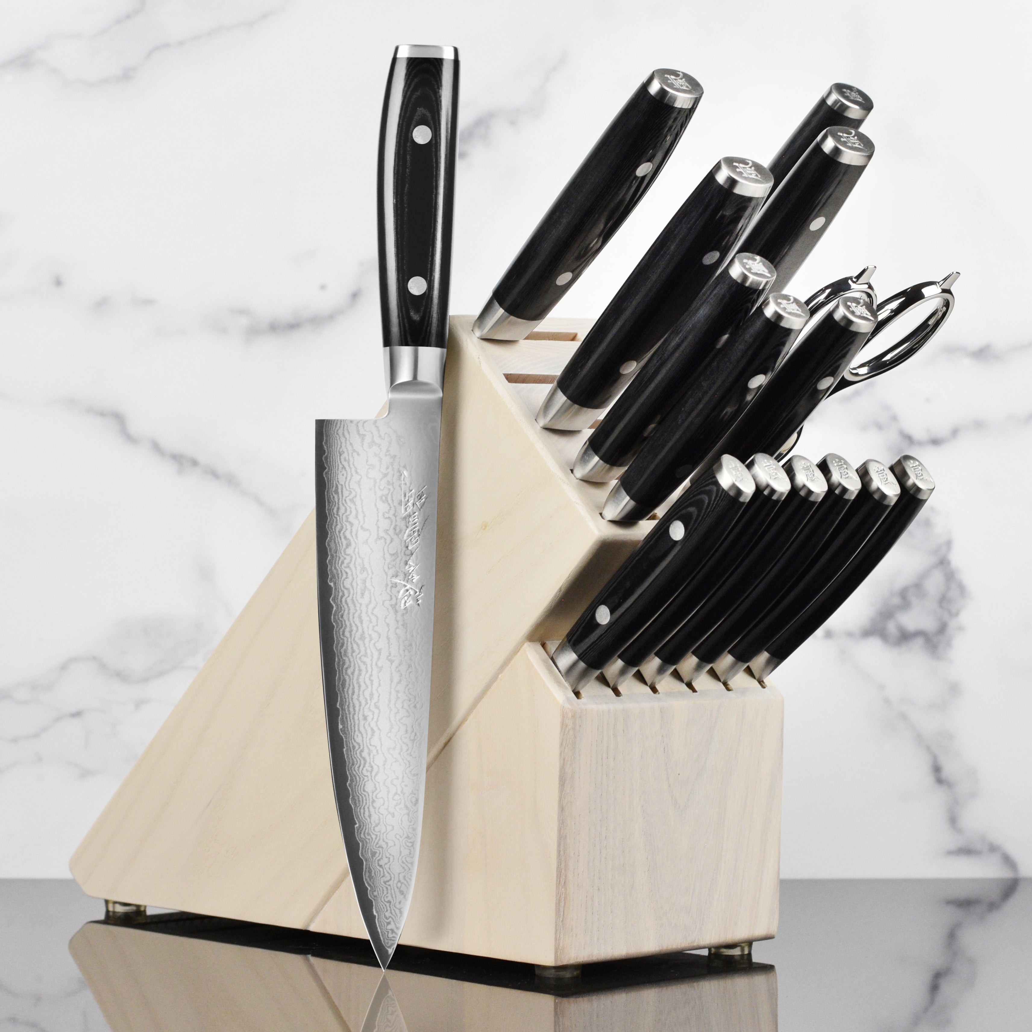 Yaxell Ran Plus Knife Block Set - 16 Piece Gray Ash – Cutlery and More