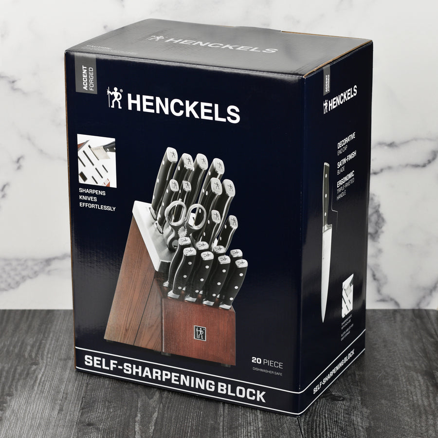Henckels Forged Accent 20 Piece Self-Sharpening Knife Block Set, Black Handles
