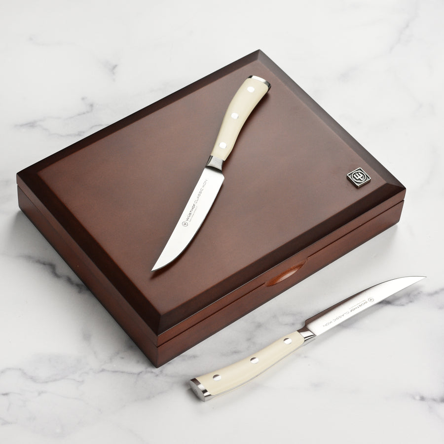 Wusthof Classic Ikon Creme 8 Piece Steak Knife Set with Wood Case