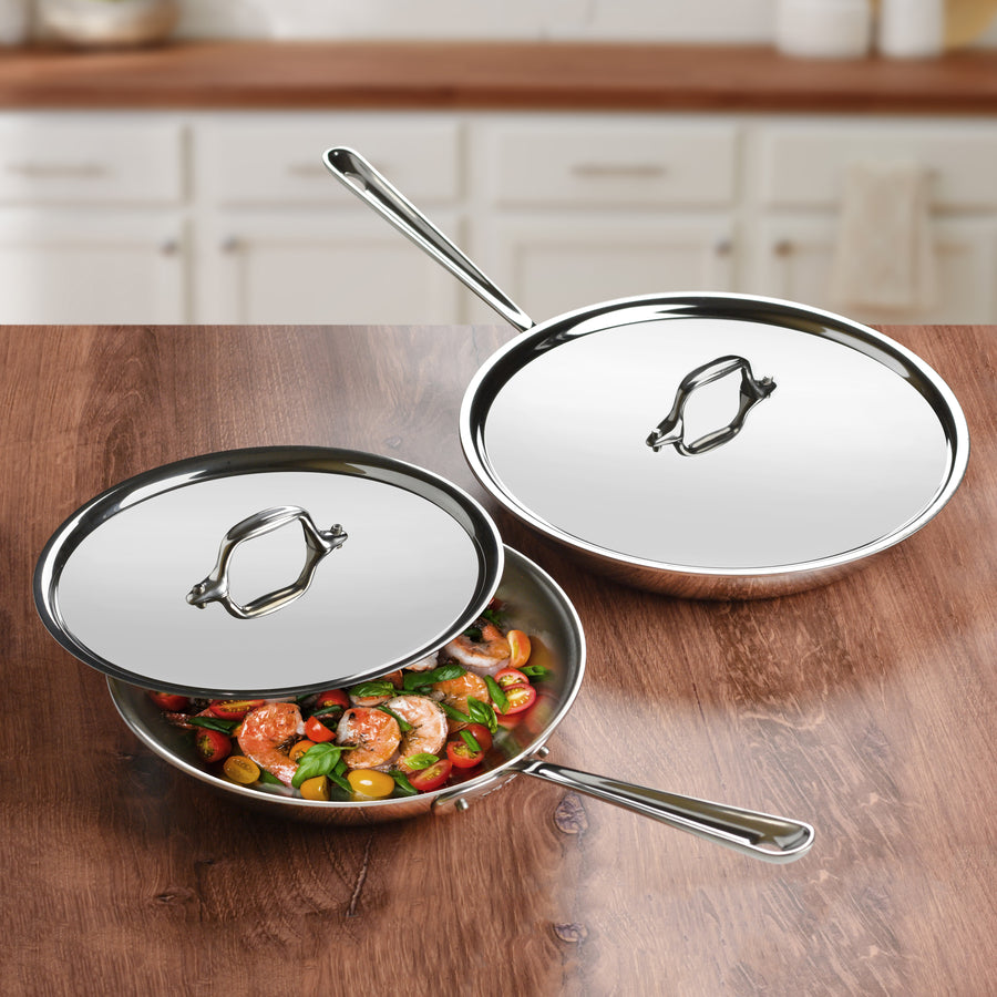 All-Clad d3 Stainless 10 & 12" Fry Pan Set with Lids