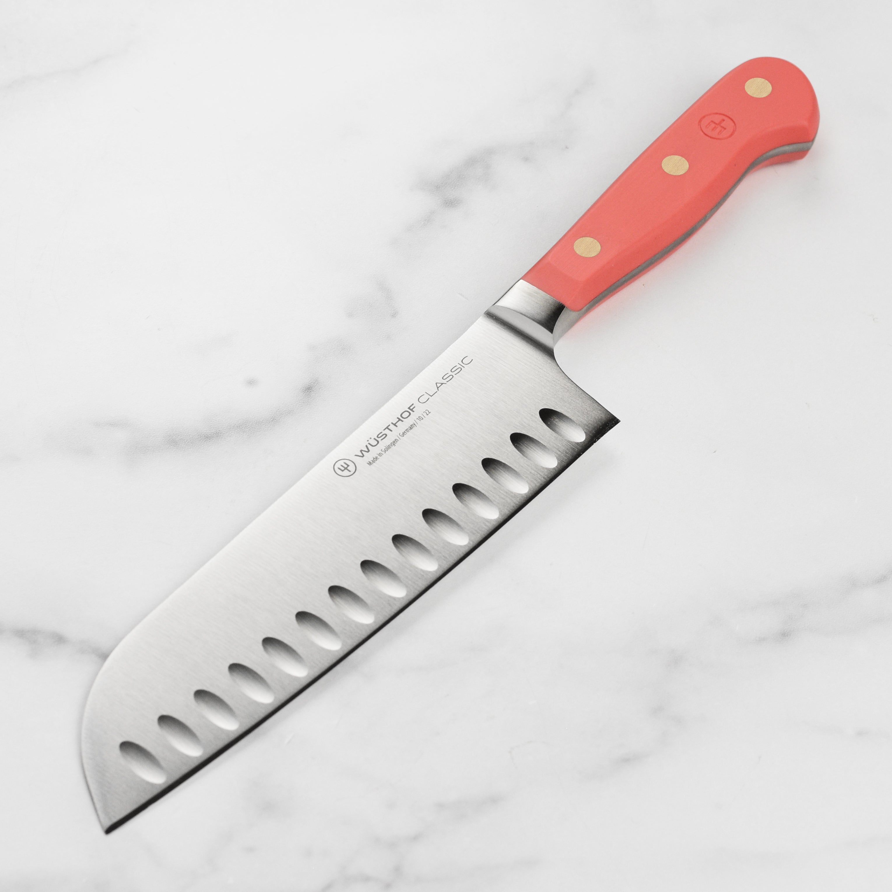 調理器具 G350 SANMUZUO Santoku Knife (Sunset Red) SANMUZUO 7 inch Santoku Knife, Japanese VG-10 Damascus Steel Chef