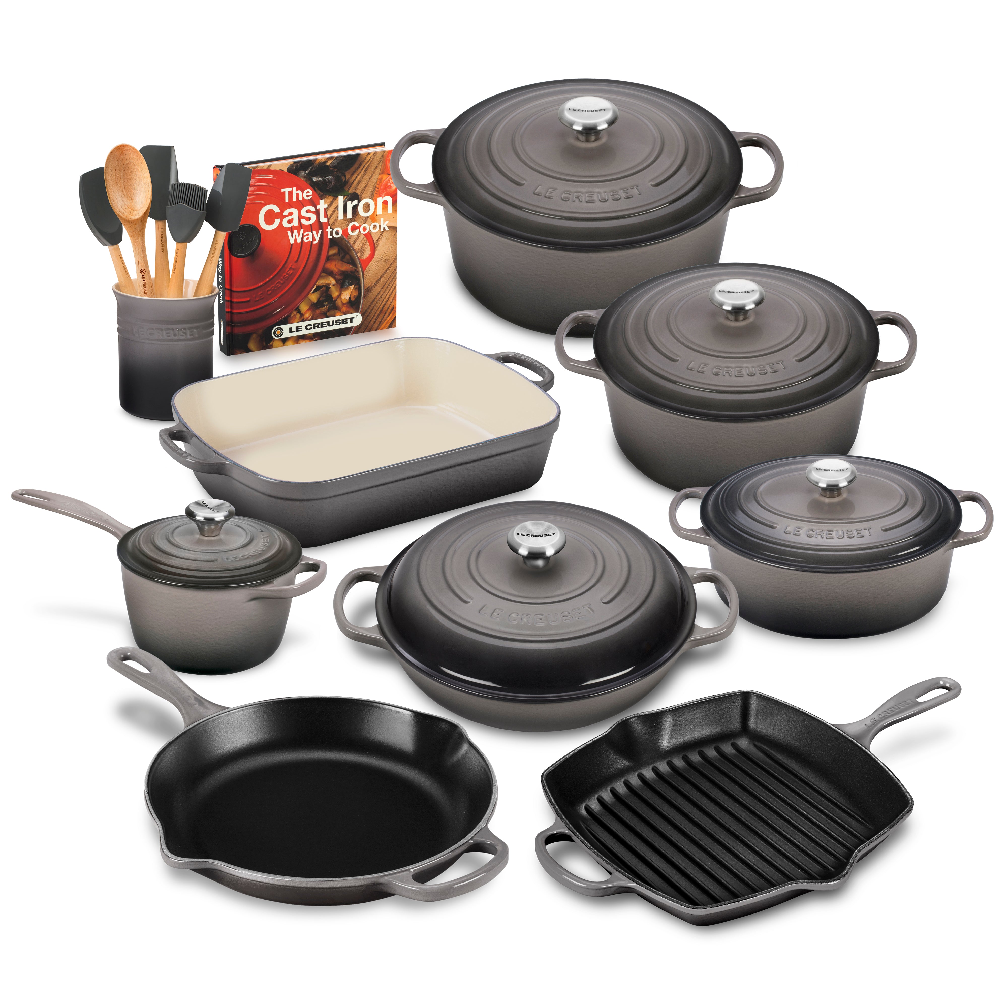 Le Creuset White 20 Piece Mixed Material Cookware Set