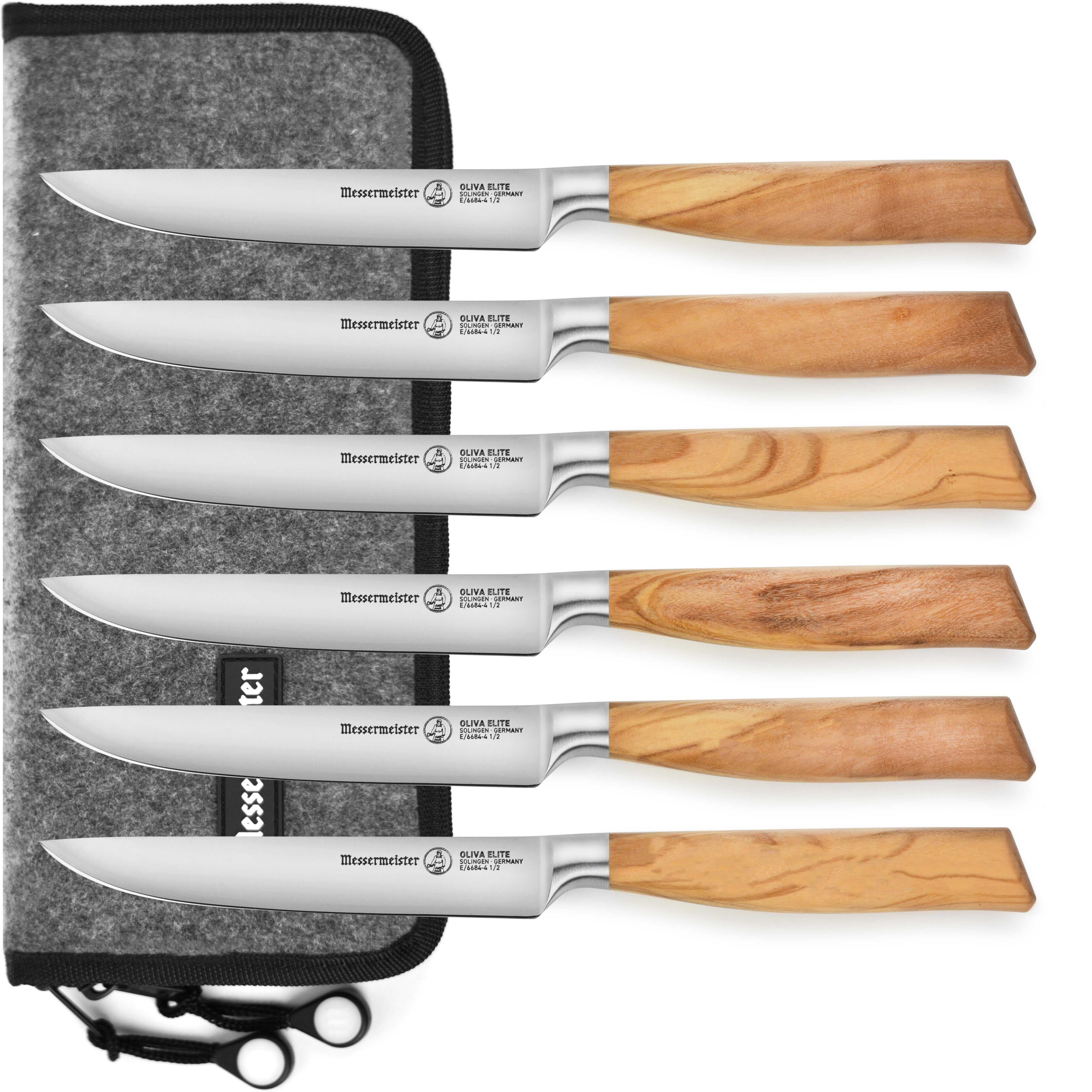 Messermeister Oliva Elite 6-Piece Multi-Edge Steak Knife Set