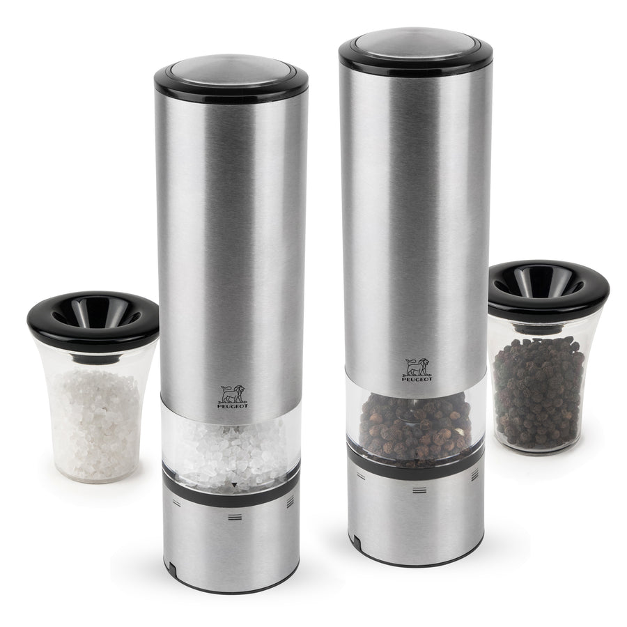 Peugeot Elis Sense 8" Stainless Steel Electric Salt & Pepper Mill Set
