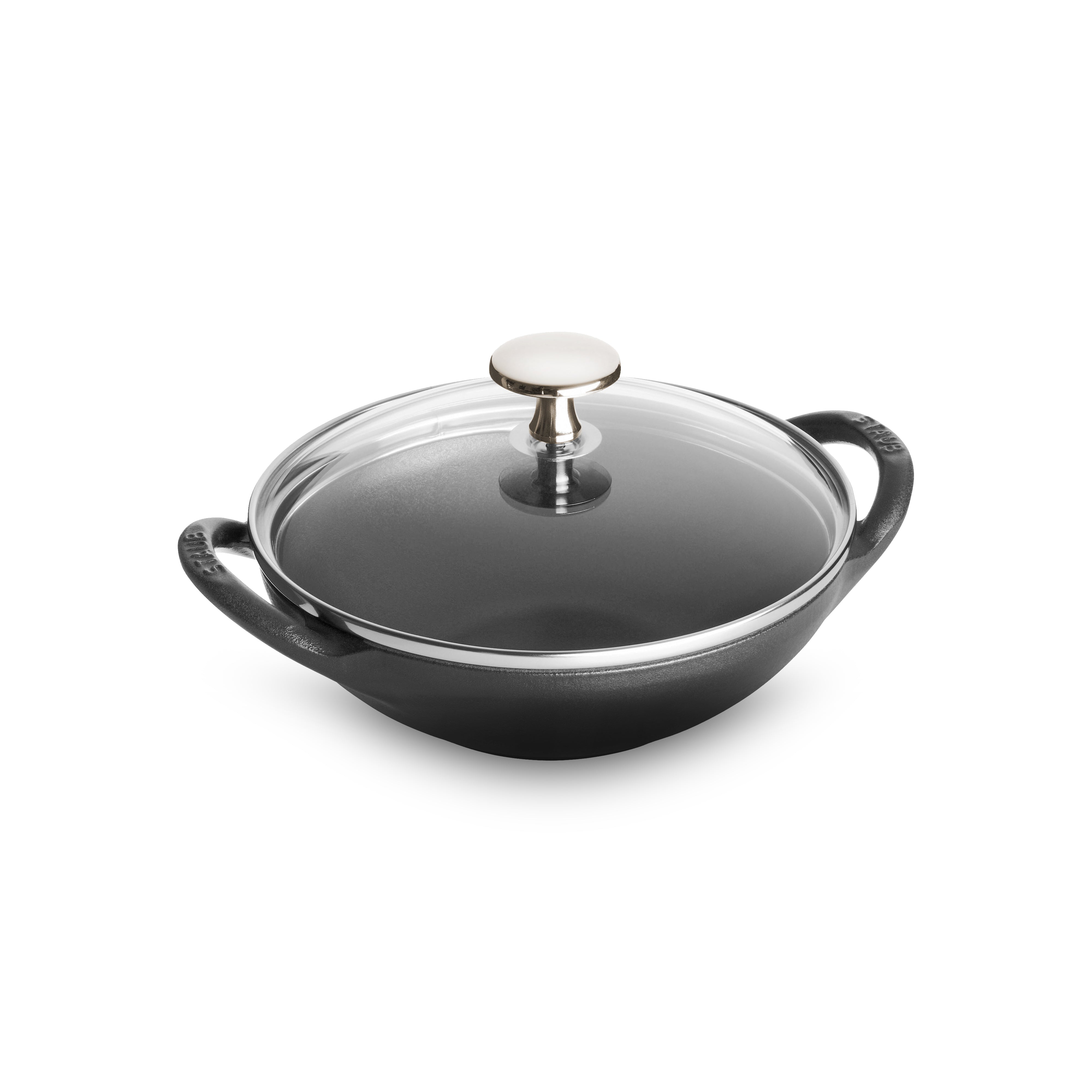 Staub Baby Wok 16cm Campagne Limited Small Iron Pot Glass Lid