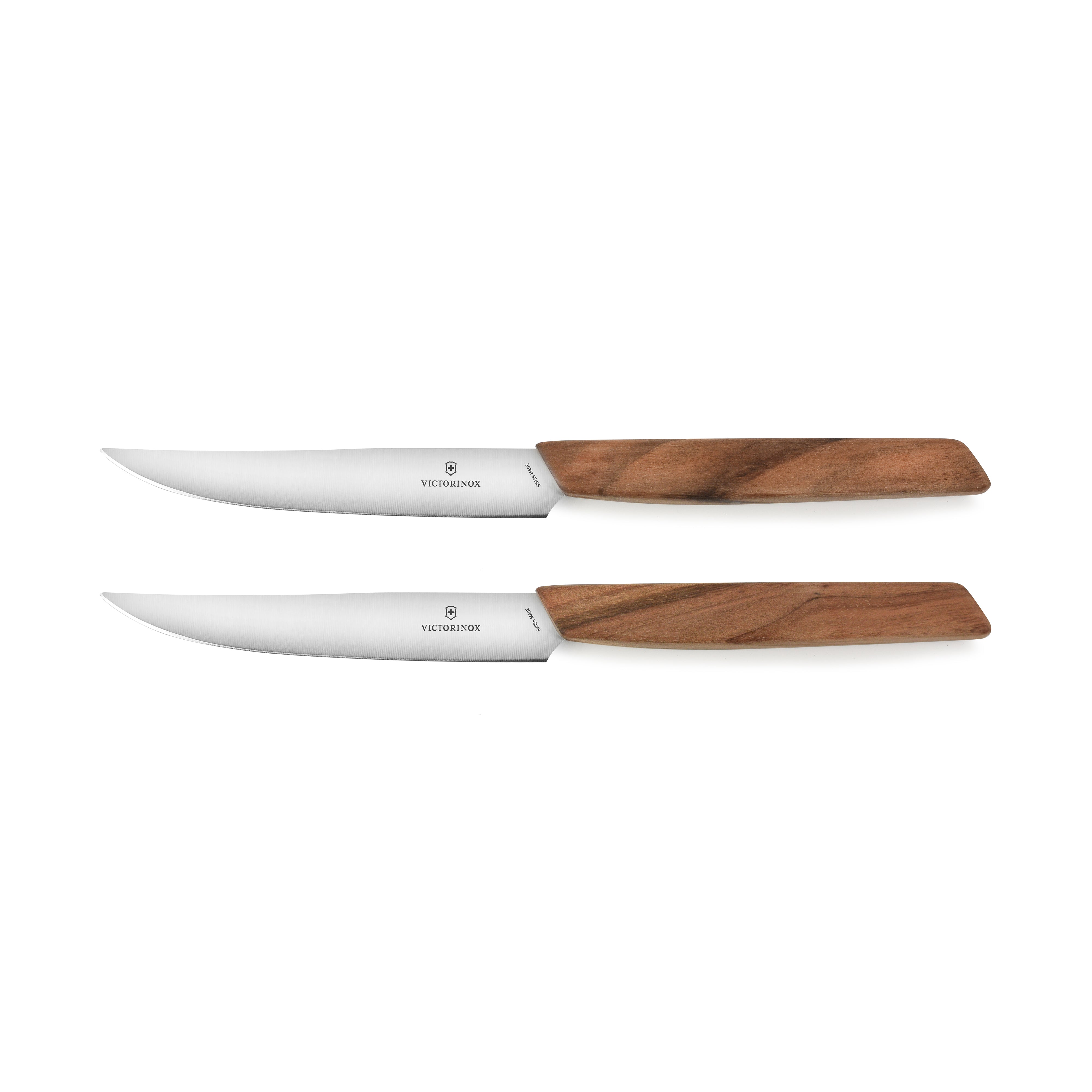 Victorinox Swiss Modern 2 Piece Serrated Steak Knife Set, Walnut Wood  Handles
