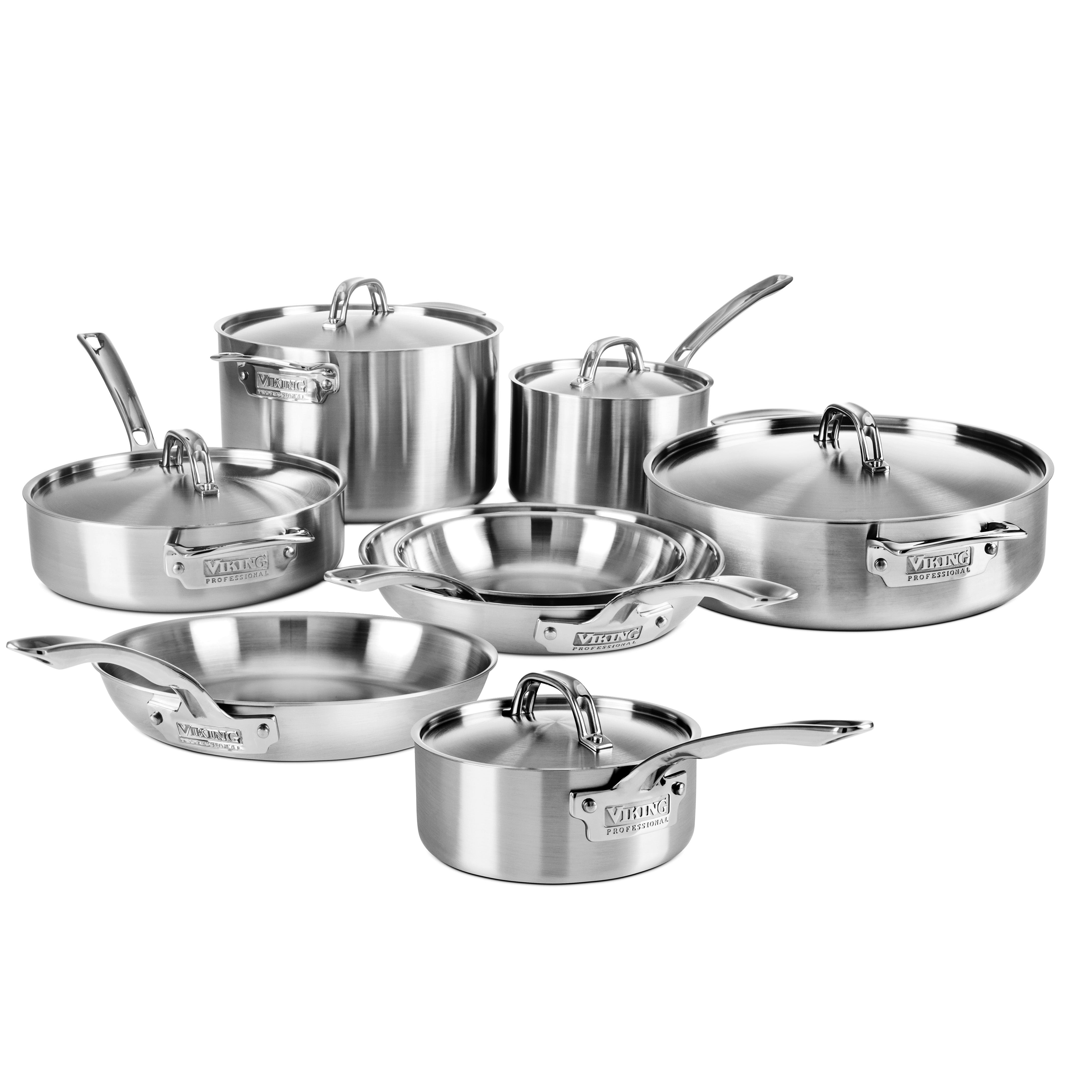 Viking Cookware Set - 13 Piece - Professional 5-ply Stainless