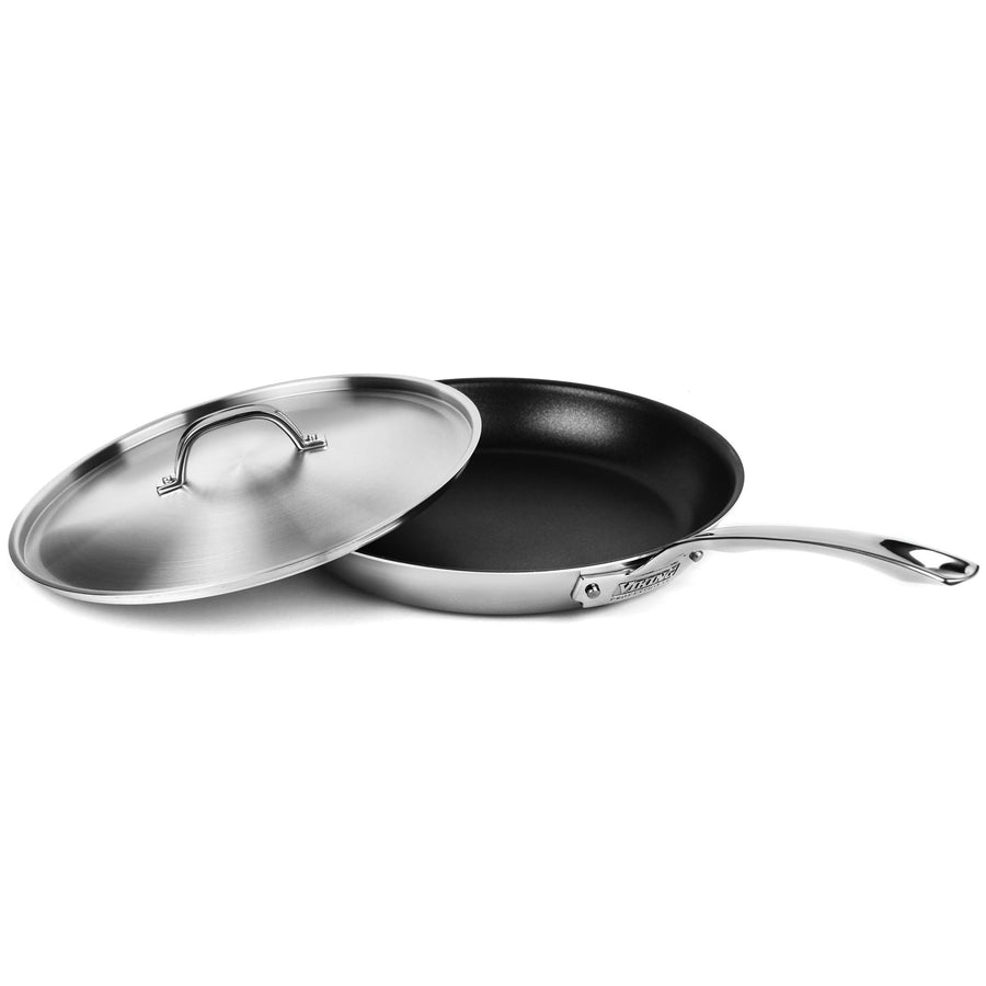 Viking Professional 5-ply 12" Stainless Steel Nonstick Skillet with Lid