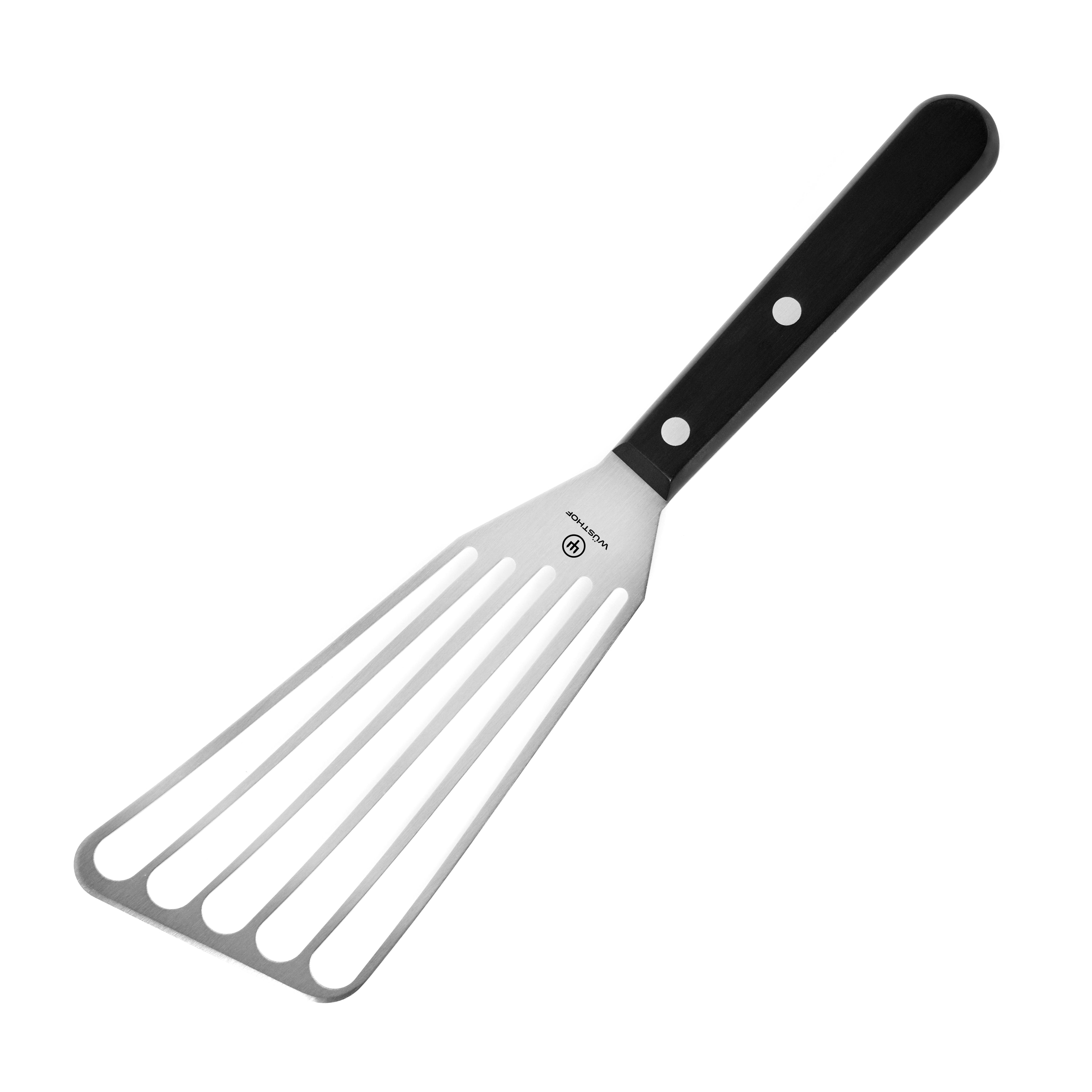 kunghei Fish Spatula - Stainless Steel Slotted Offset Turner with Pakka Wood Handle