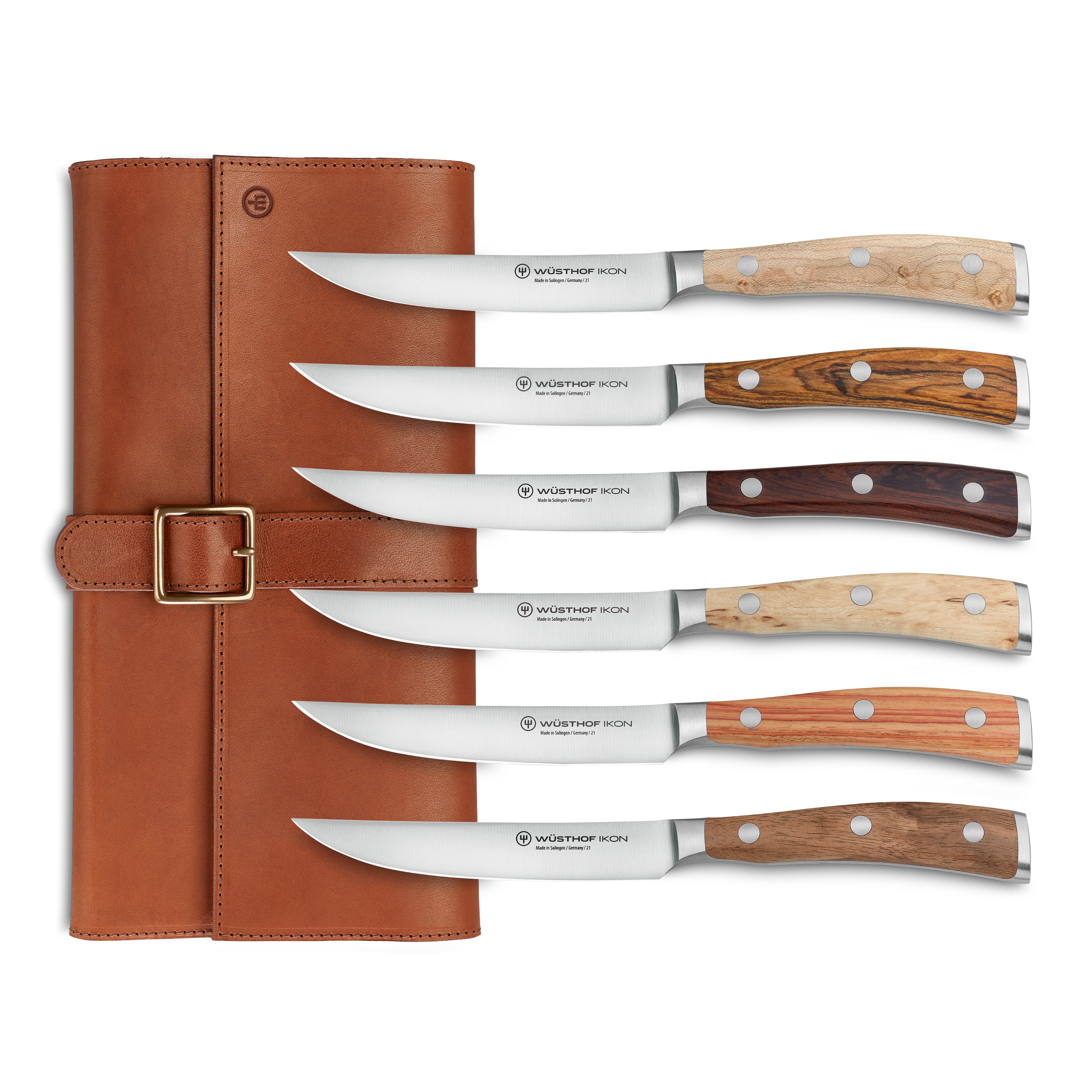 Wusthof Limited Edition IKON 6-Pc Steak Knife Set w/ Leather Roll —  Faraday's Kitchen Store