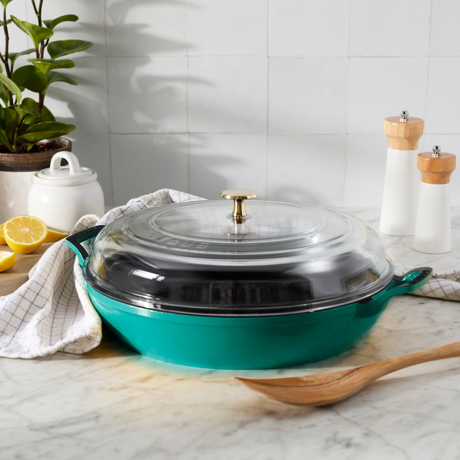 Staub 3.5-quart Turquoise Braiser with Glass Lid